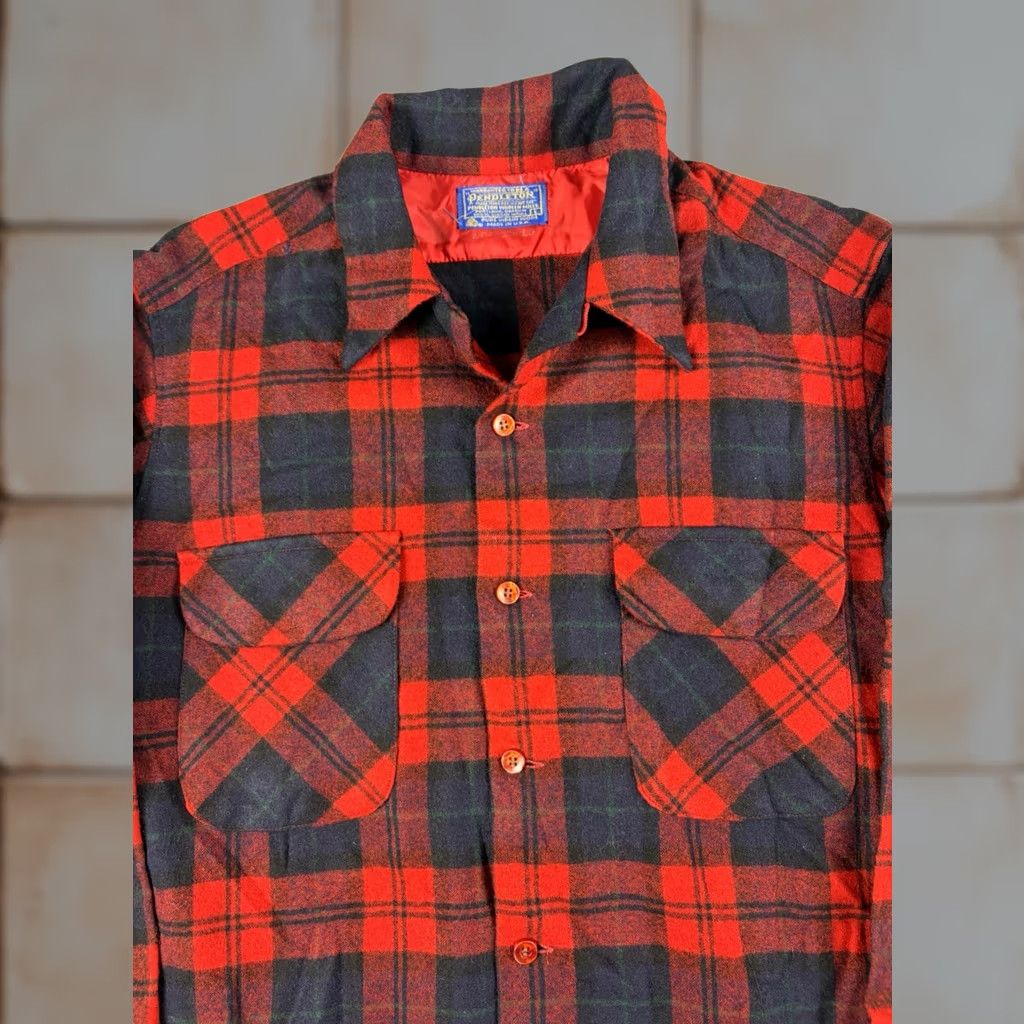 Pendleton VINTAGE Pendleton Board Shirt Mens Large Red Plaid Wool 80s Button-Up Long Sleeve Collared Shirt Mens Size US L / EU 52-54 / 3 - 1 Thumbnail