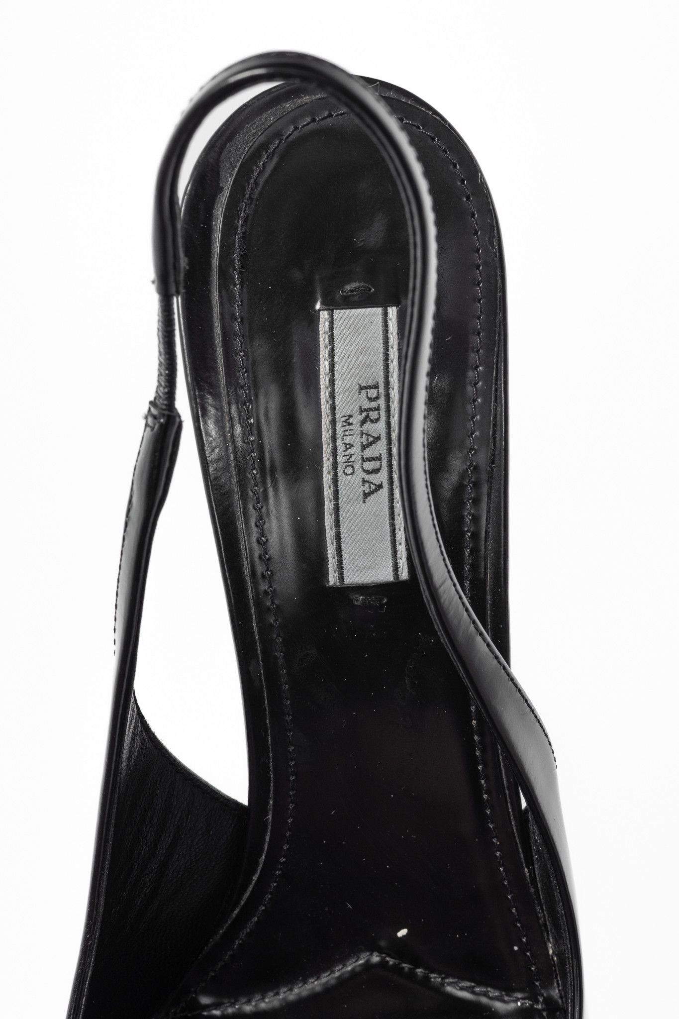 Prada Prada Black Leather Logo Pointed-Toe Slingback Heels Size US 9.5 / IT 39.5 - 9 Thumbnail