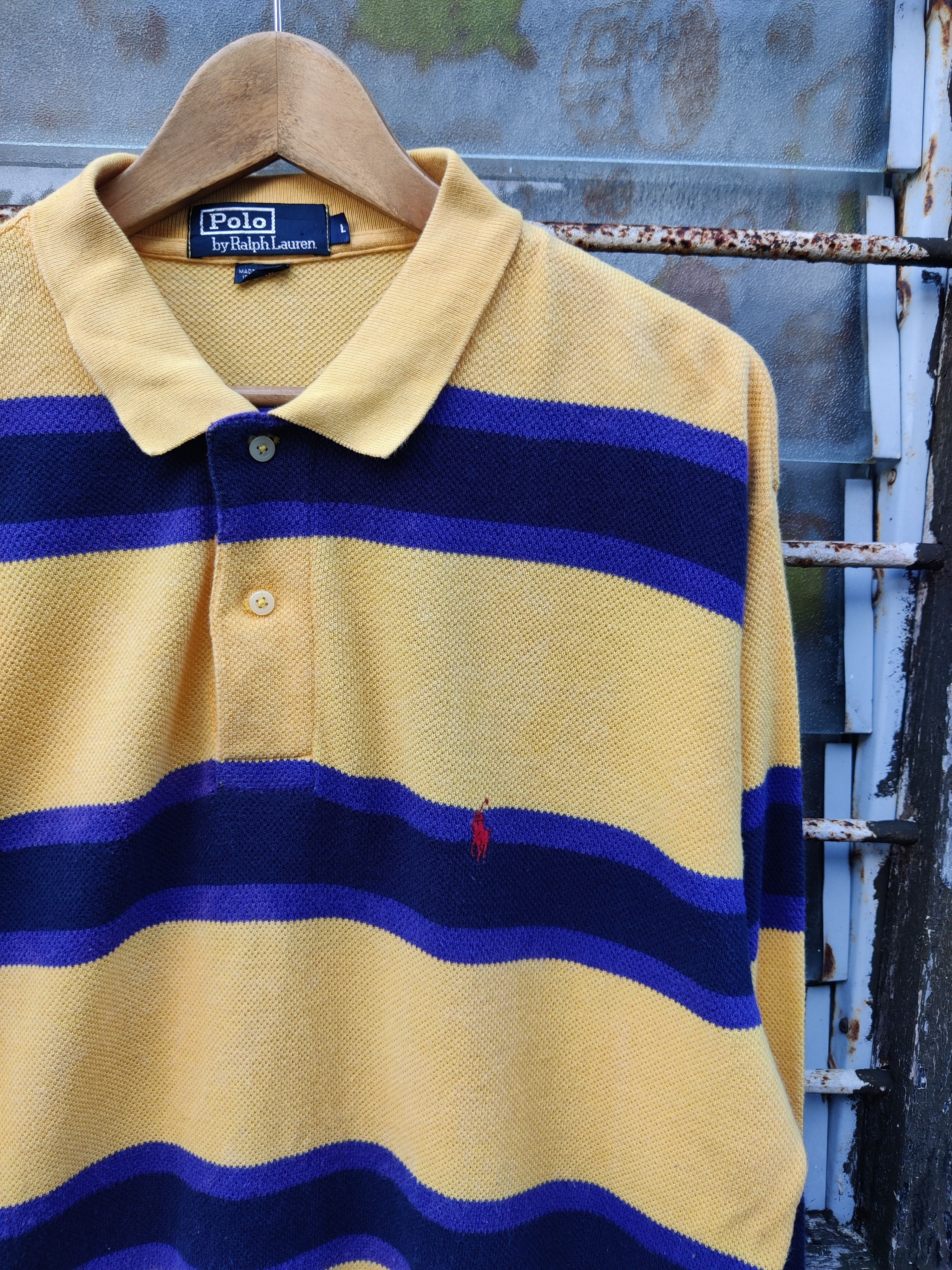 Polo Ralph Lauren Vintage Yellow Stripe Ralph Lauren Big Long Sleeve Size US L / EU 52-54 / 3 - 3 Thumbnail