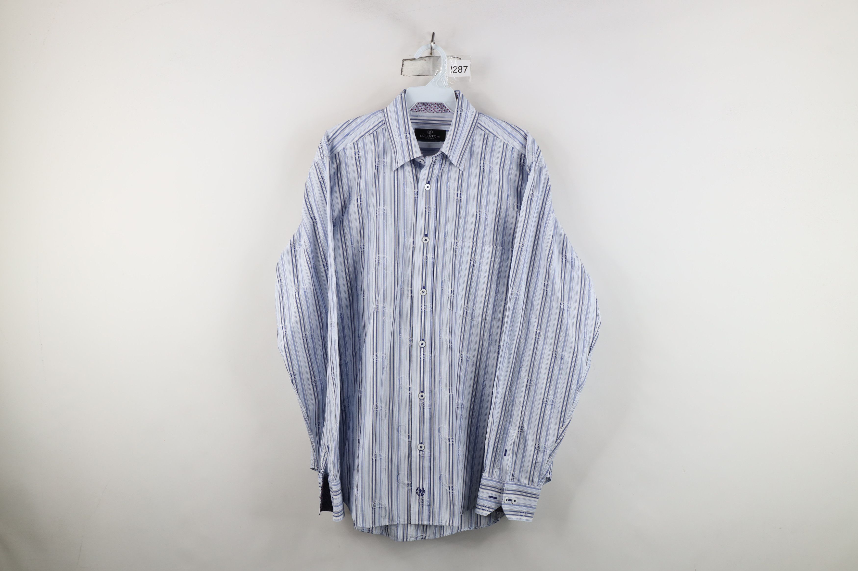 Vintage Bugatchi Uomo Striped Collared Button Down Shirt Cotton Size US M / EU 48-50 / 2 - 1 Thumbnail