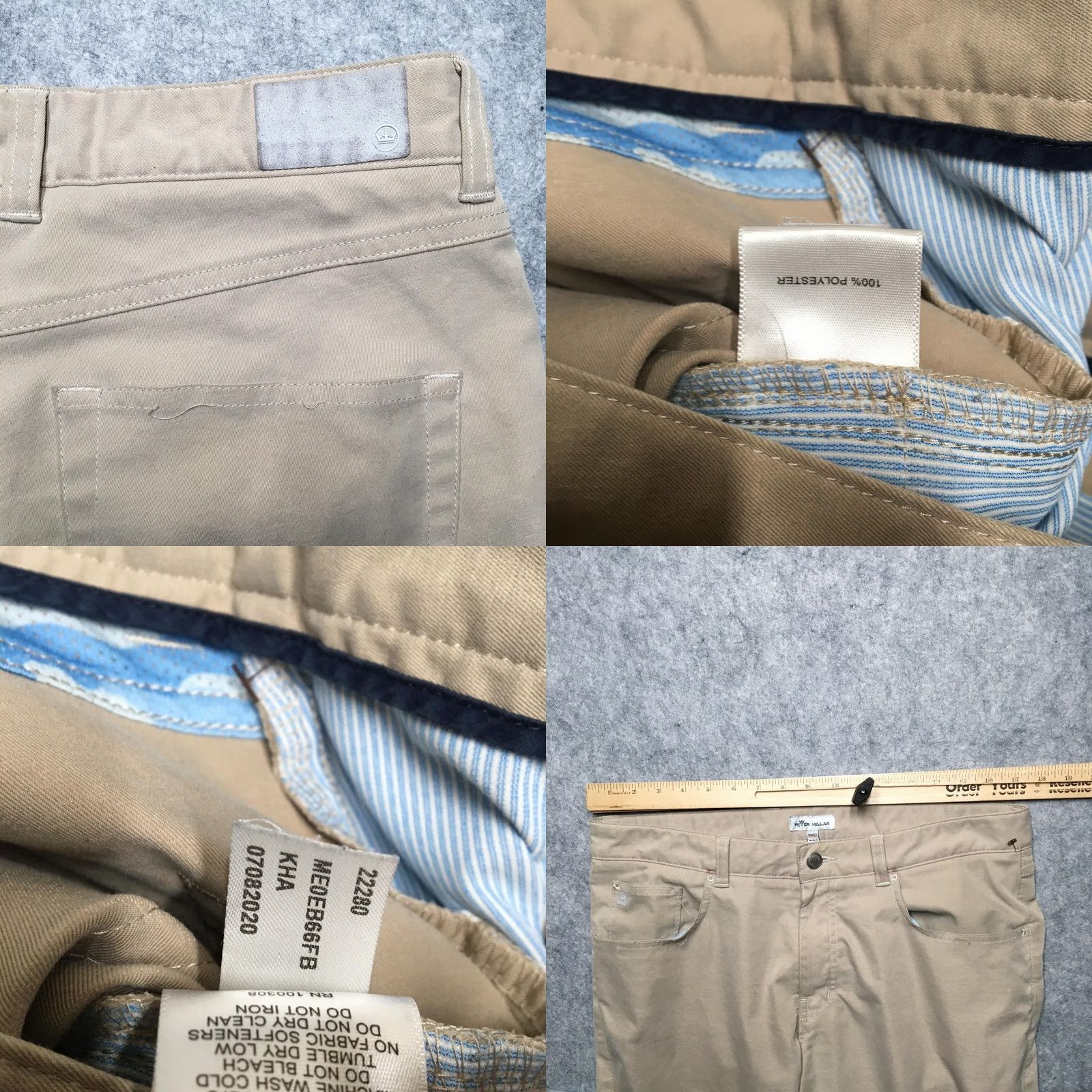 Peter Millar VINTAGE Peter Millar EB66 Pants Mens 34x32 Beige Khaki 5-Pocket Golf Performance Size US 34 / EU 50 - 9 Thumbnail