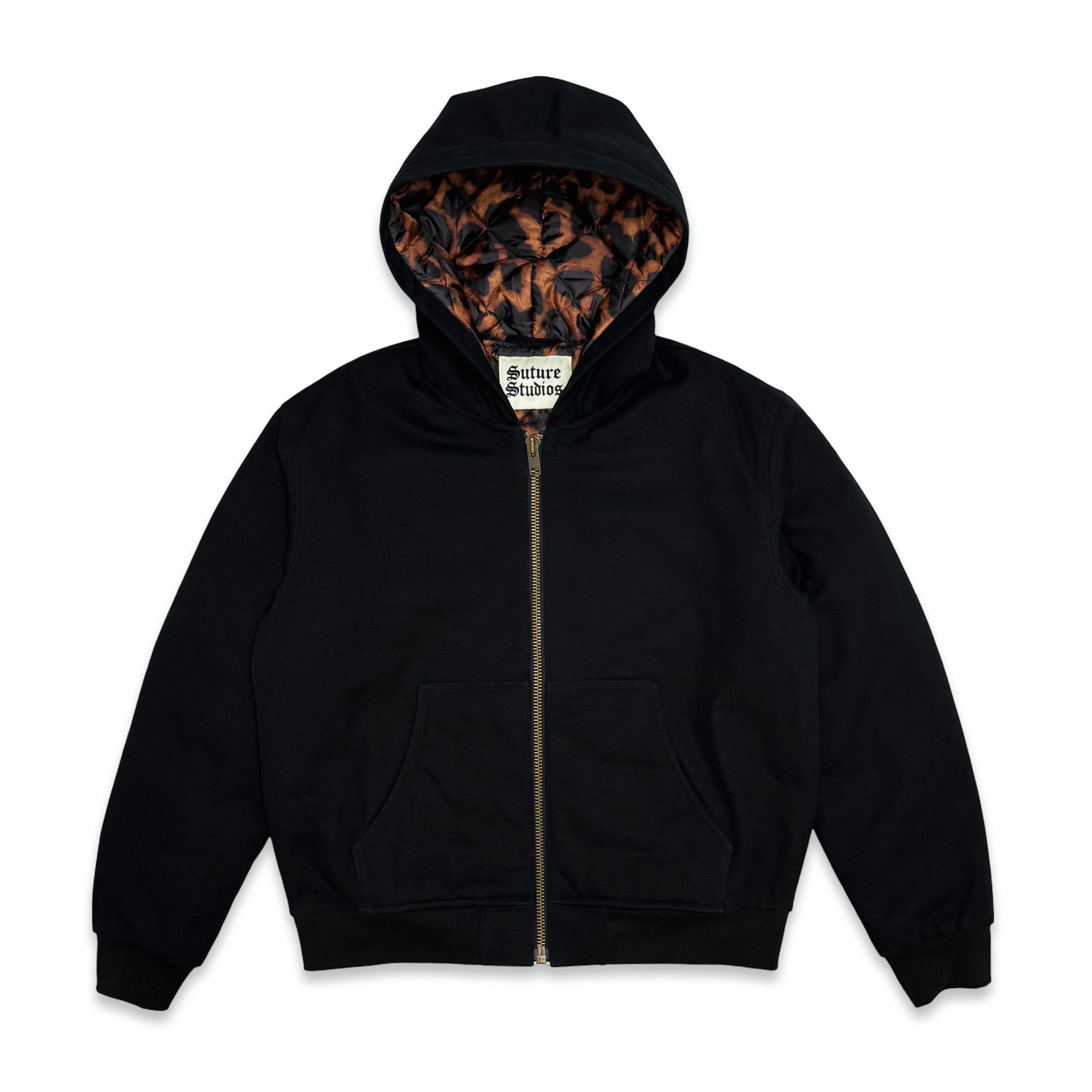 Suture Studios 16oz. Canvas Hooded Work Jacket Black Leopard