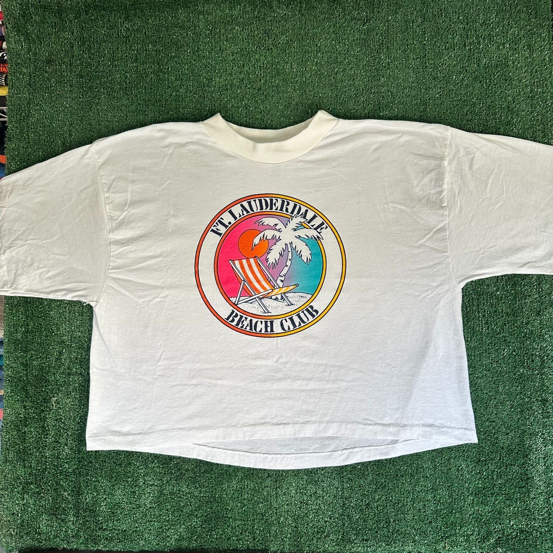 Vintage Vintage 80s Fort Lauderdale T-Shirt Beach Club Crop Top Tee Size US XL / EU 56 / 4 - 1 Thumbnail