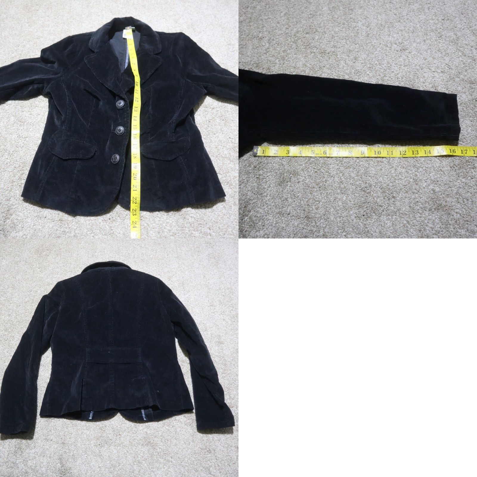 Vintage St Johns Bay Jacket Women's PM Petite Medium Corduroy Black 3 Buttons 2 Pockets Coat Size M / US 6-8 / IT 42-44 - 8 Thumbnail