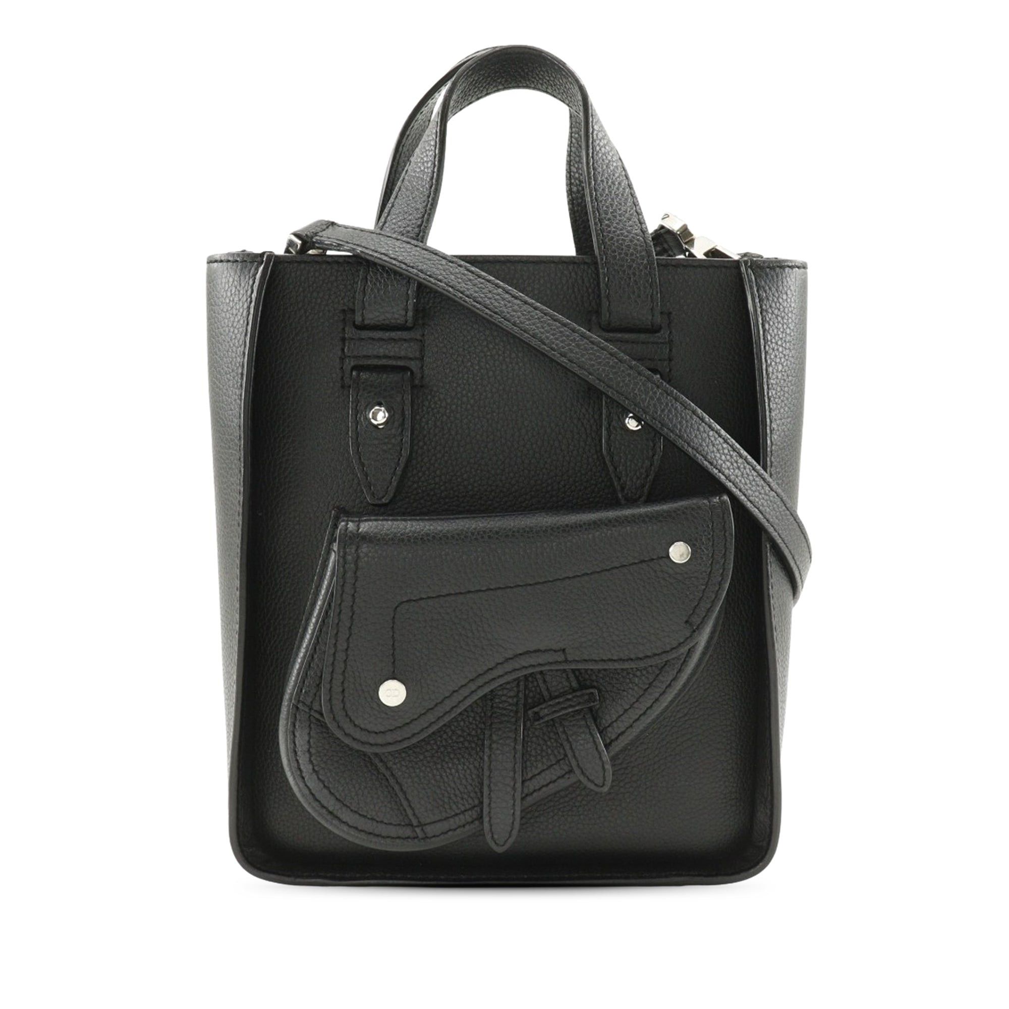 Mini Grained Calfskin Saddle Tote
