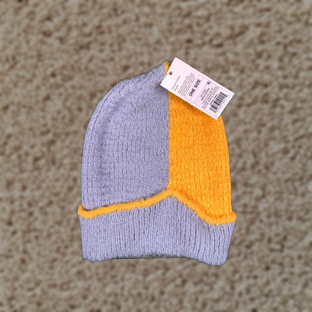 Vintage Wild Fable Beanie Women One Size Purple Yellow Knit Polyester Nylon Blend NEW Size ONE SIZE - 1 Thumbnail