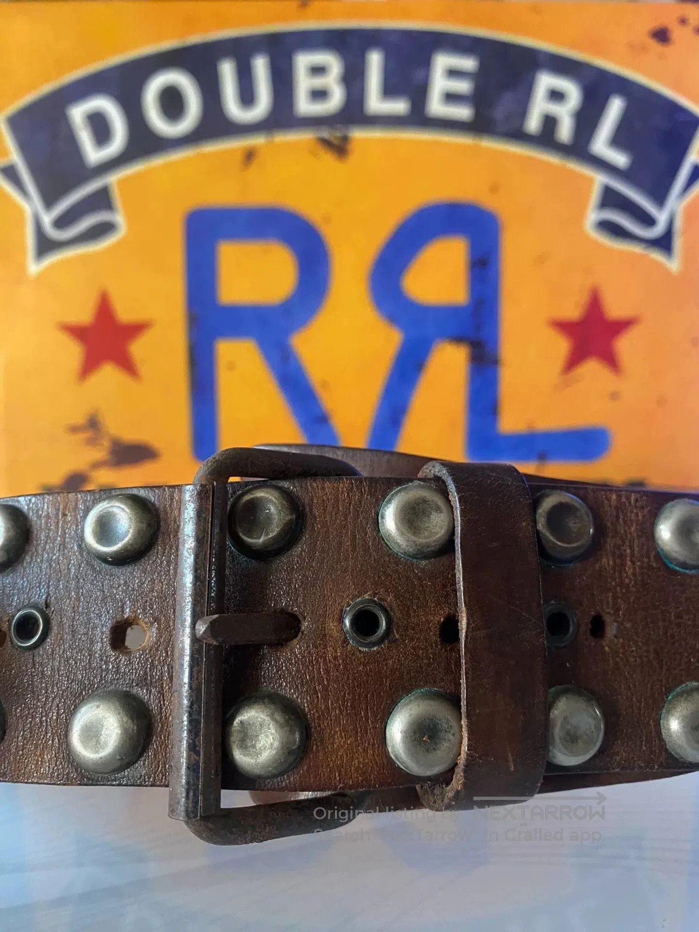 RRL Ralph Lauren Limited Edition Double RL Leather Belt. Size ONE SIZE - 3 Thumbnail