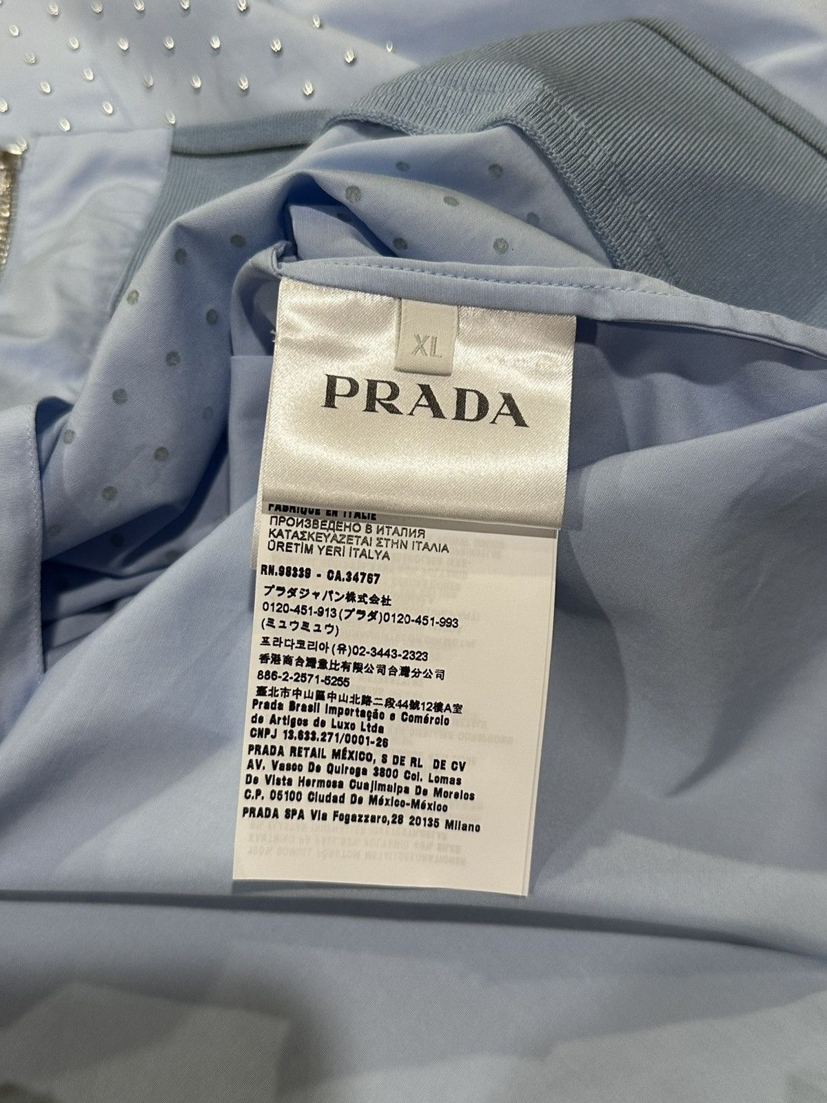 Prada Prada Light Blue Studded Embellished Zip Up Shirt Jacket Size US XL / EU 56 / 4 - 17 Thumbnail