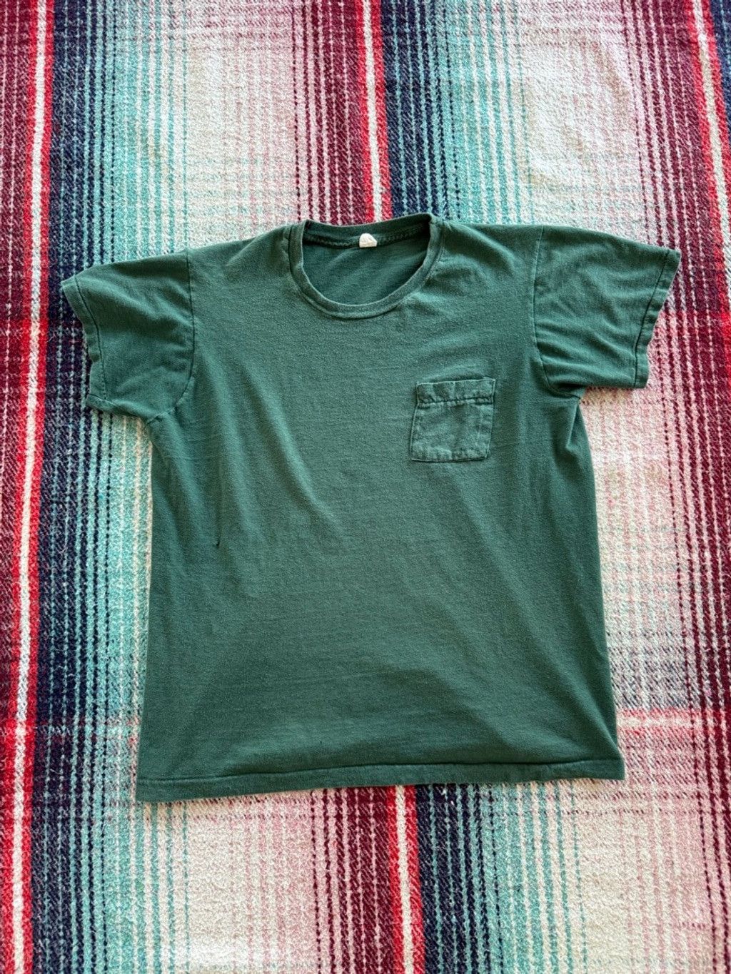 Fruit Of The Loom 70s Fruit of the Loom Green Selvedge Pocket Tee L Size US L / EU 52-54 / 3 - 1 Thumbnail
