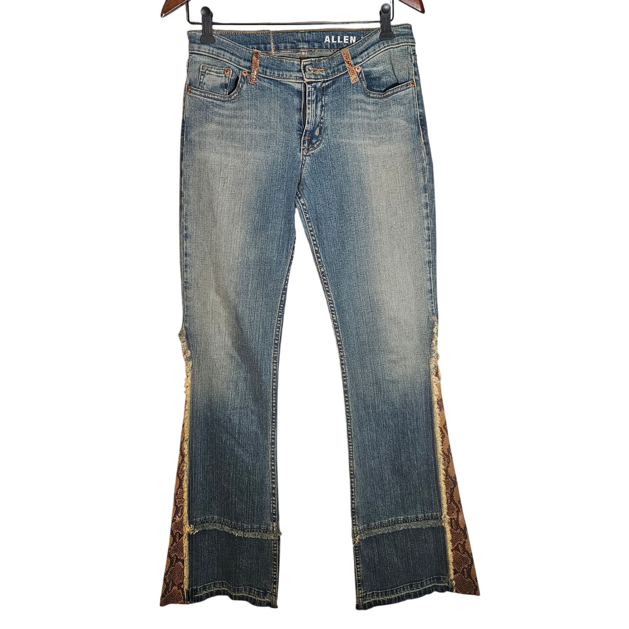 Other VTG Y2K Allen B. Women Flared Jeans Snakeskin Inset Y2K Grun Size 30" / US 8 / IT 44 - 2 Thumbnail