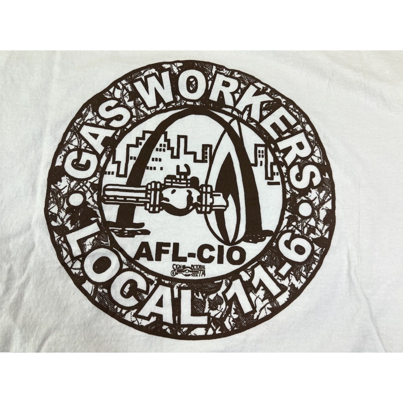 GAS VINTAGE Fighting For Local 11-6 Gas Union Workers White T Shirt Bayside USA 3XL Mens Size US XXL / EU 58 / 5 - 5 Thumbnail