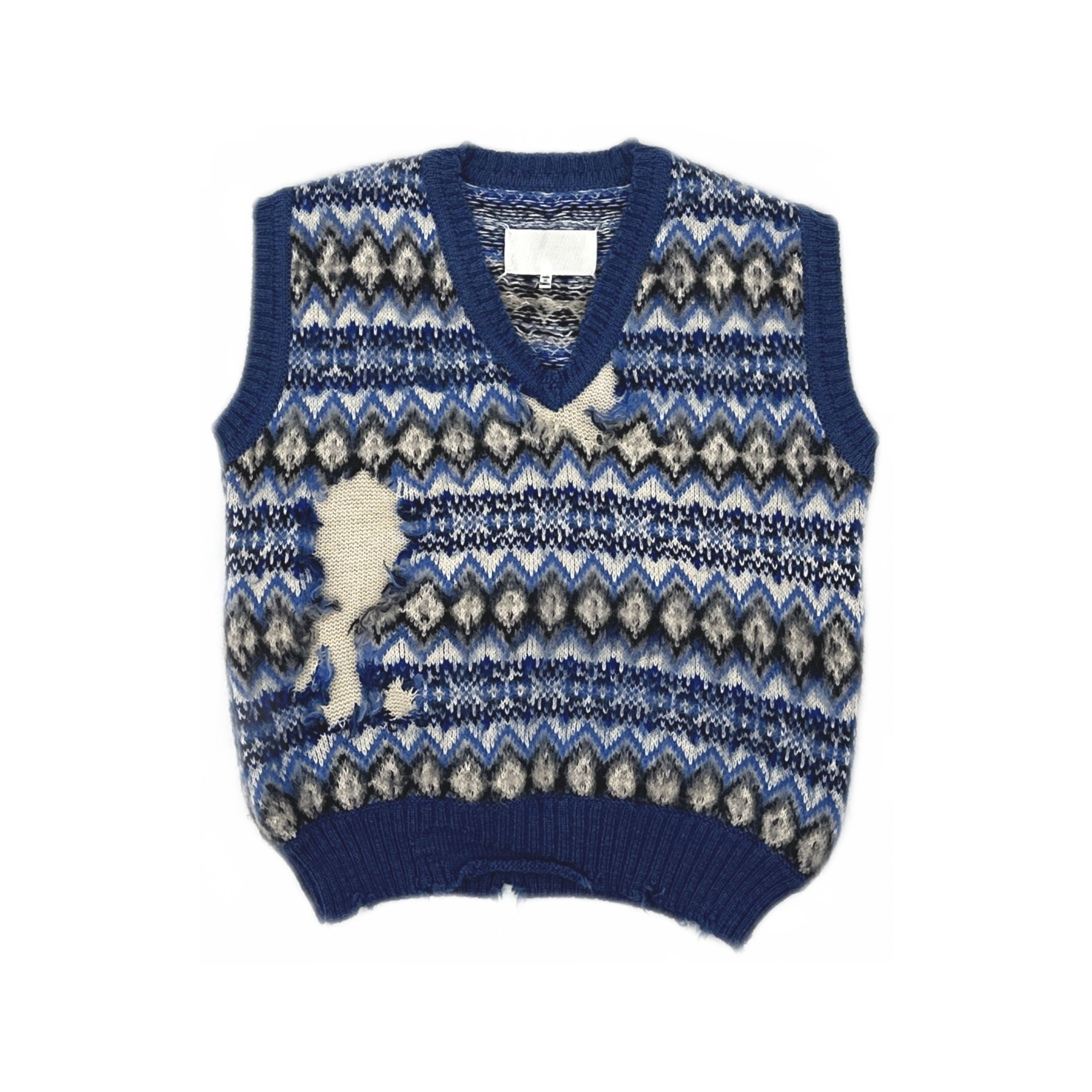 Maison Margiela Maison Margiela Distressed Fair Isle Sweater Vest Size S Size S / US 4 / IT 40 - 1 Thumbnail