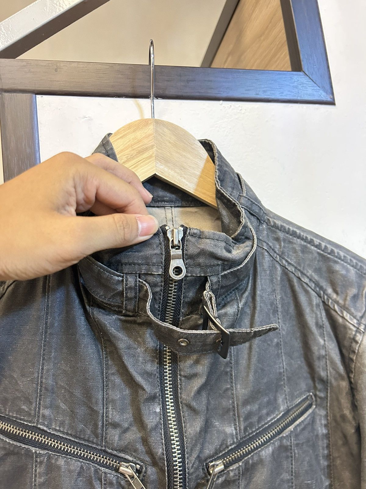 Michel Klein MK Michel Klein Homme Waxed Canvas Biker Jacket Size US M / EU 48-50 / 2 - 4 Thumbnail