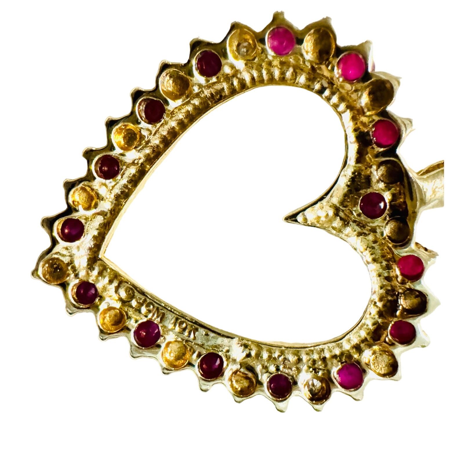 The Unbranded Brand Natural Ruby Diamond Solid 10k Yellow Gold Pendant Necklace Size ONE SIZE - 5 Thumbnail