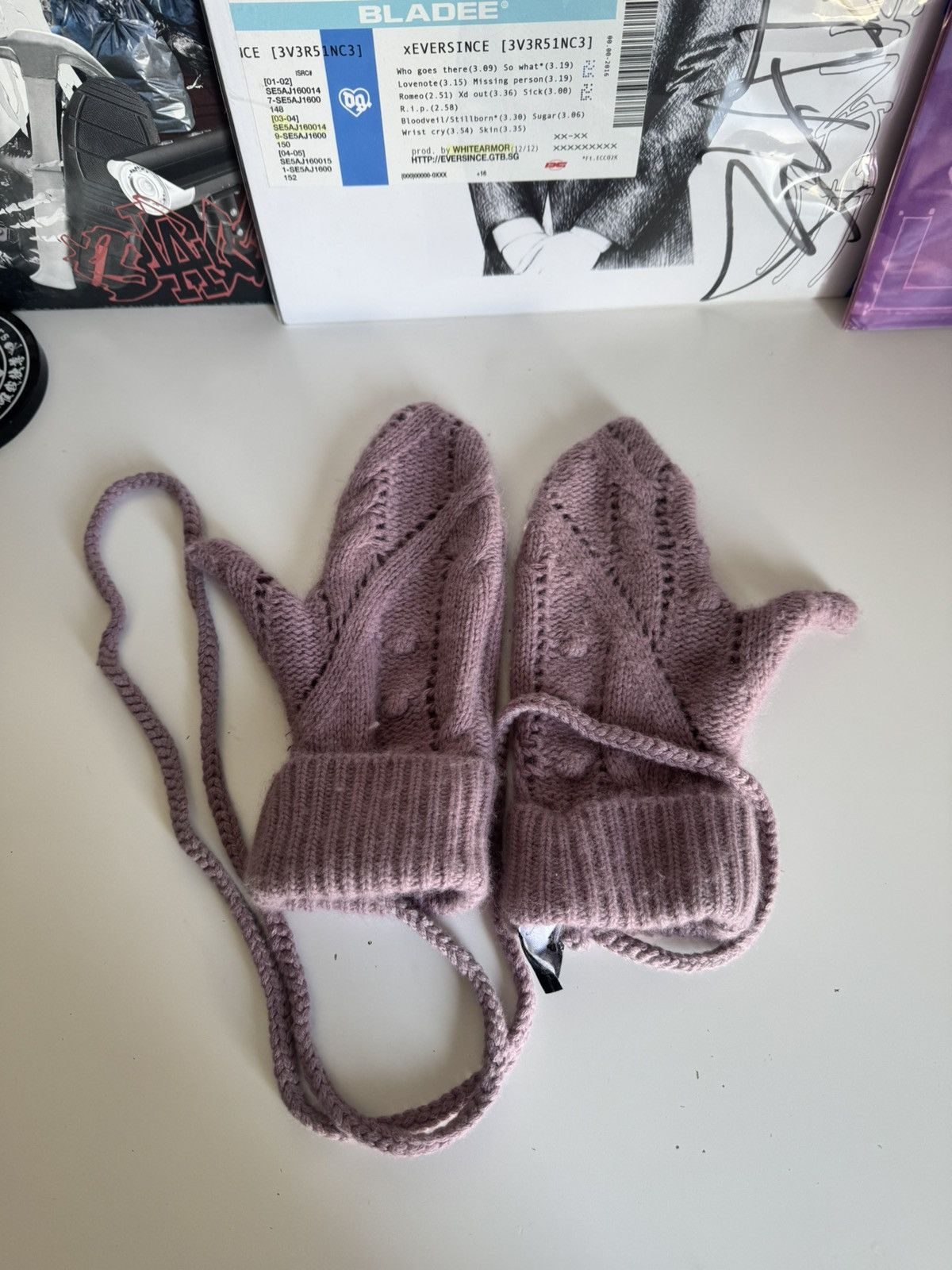 Dolce & Gabbana Dolce & Gabbana D&G Archive Knit Mittens Pink Wool Gloves Size ONE SIZE - 6 Thumbnail