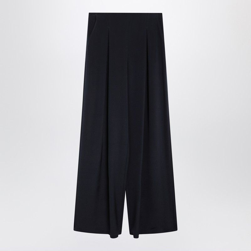 Max Mara Navy Silk-Blend Trousers