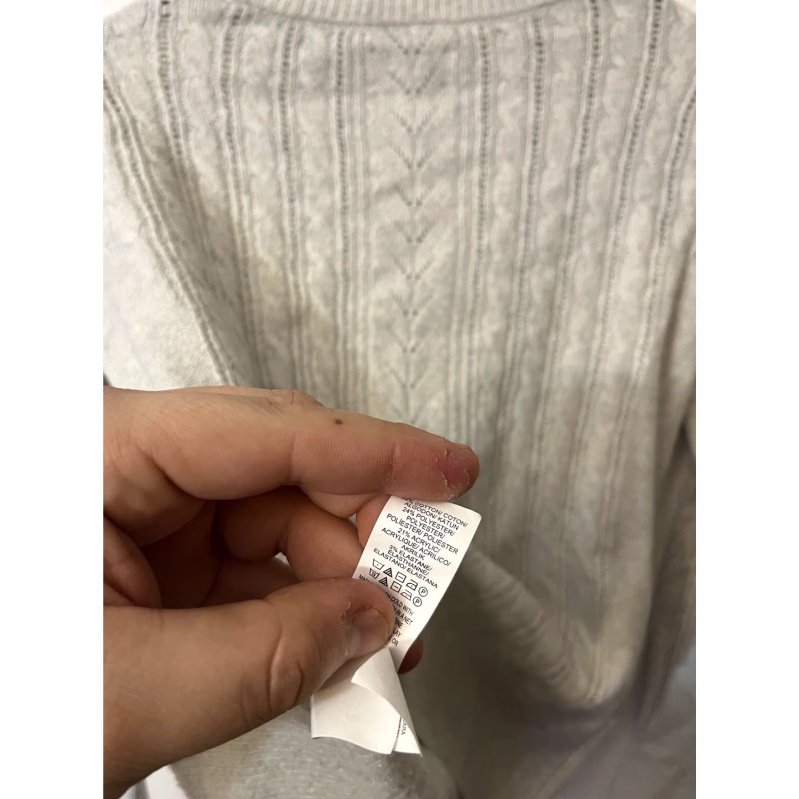 Lucky Brand Lucky Brand Women’s Size XS Cotton Poly Blend Cableknit Crew Neck Sweater Size XS / US 0-2 / IT 36-38 - 4 Thumbnail