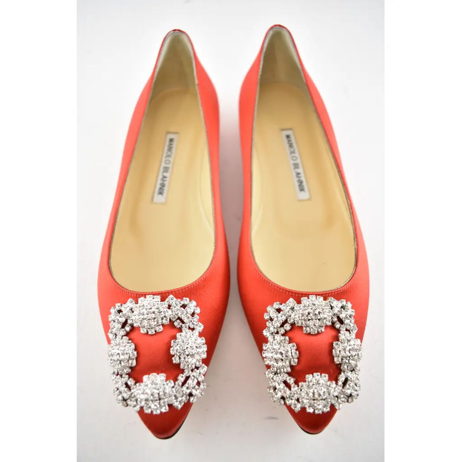 Manolo Blahnik Hangisi Satin Silver Jewel Buckle Ballerina Ballet Flat 39.5 Size US 9.5 / IT 39.5 - 8 Thumbnail