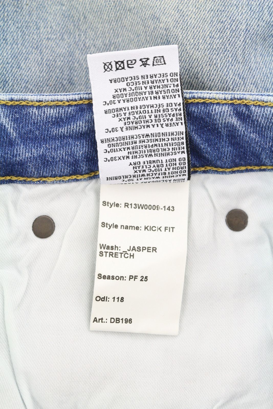 R13 KICK 31 Jasper Stretch Ankle Washed Faded Blue 85437 Size 31" - 10 Thumbnail