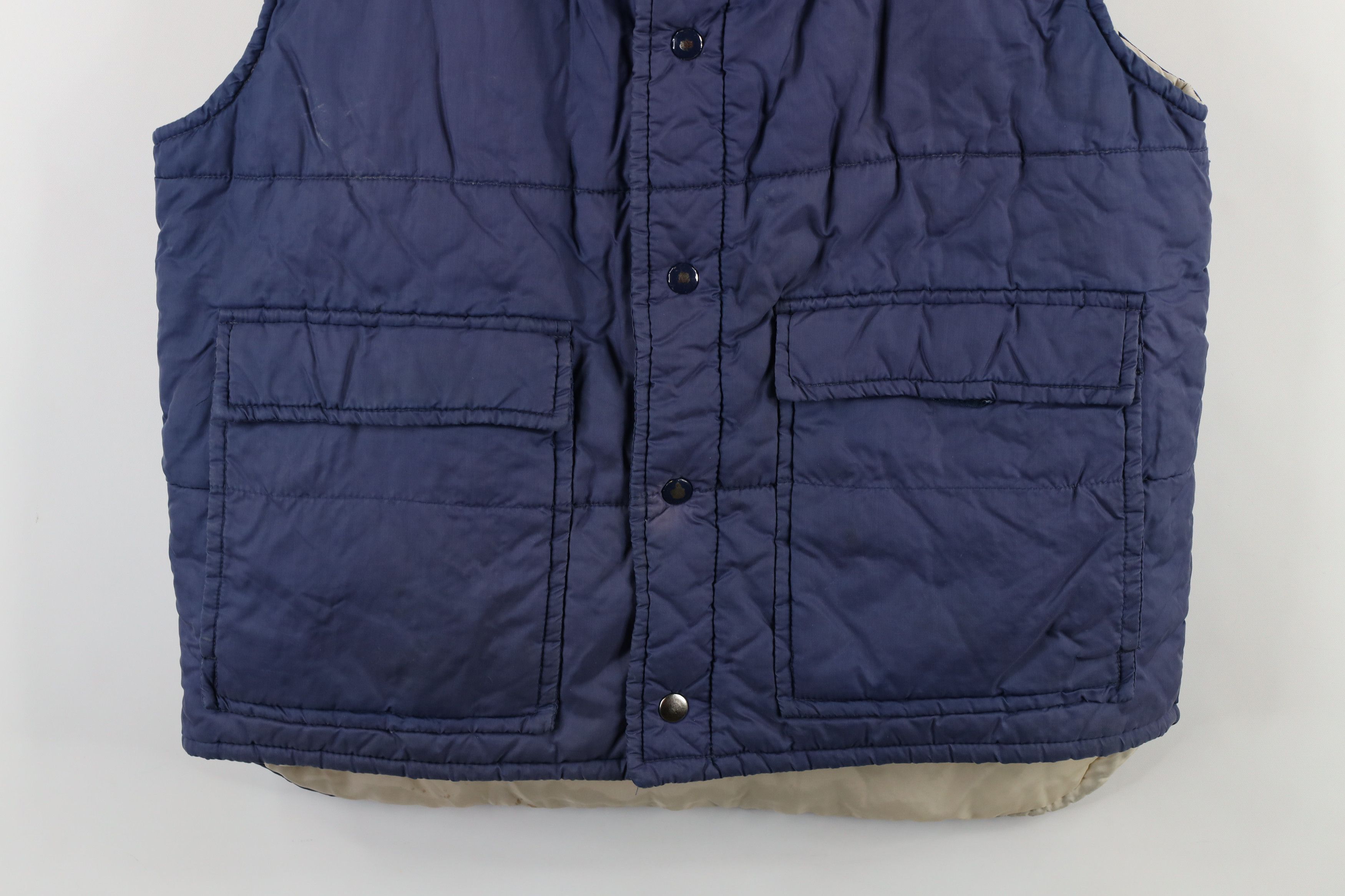 Vintage Vintage 70s Streetwear Button Puffer Vest Jacket Blue Size US M / EU 48-50 / 2 - 3 Thumbnail