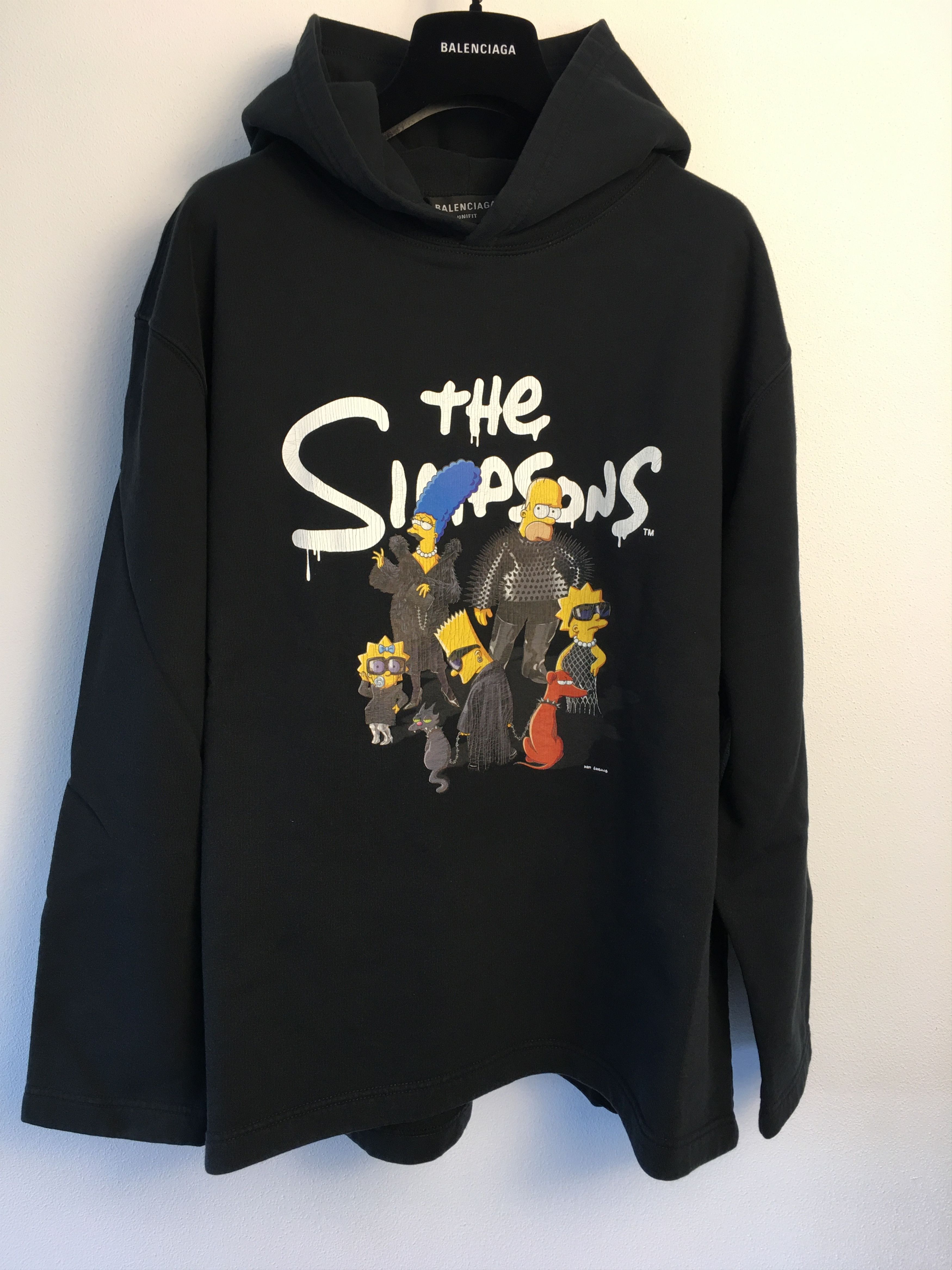 image of Balenciaga Hoodie Print Simpson in Black, Men's (Size Small)