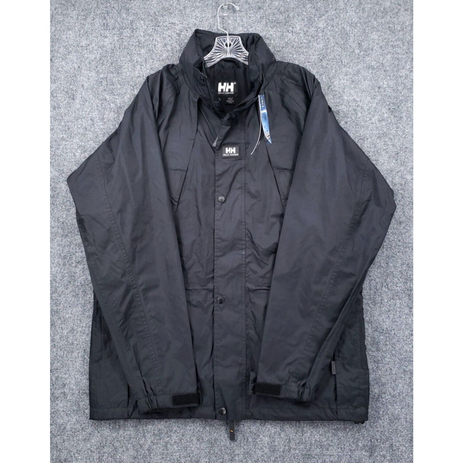 image of New Helly Hansen Nelson Parka Jacket Mens M Medium Black Full Zip Waterproof in White