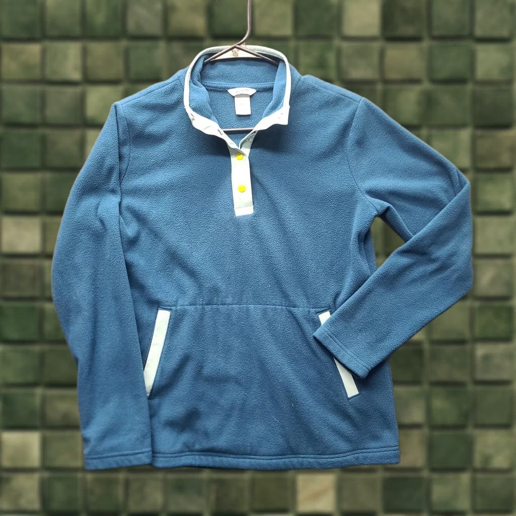 Vintage Duluth Pullover Womens XS Doubleback Printed Fleece Mock Neck Outdoors Blue Raglan Sleeve Slim Casual Everyday All Seasons Size XS / US 0-2 / IT 36-38 - 1 Thumbnail