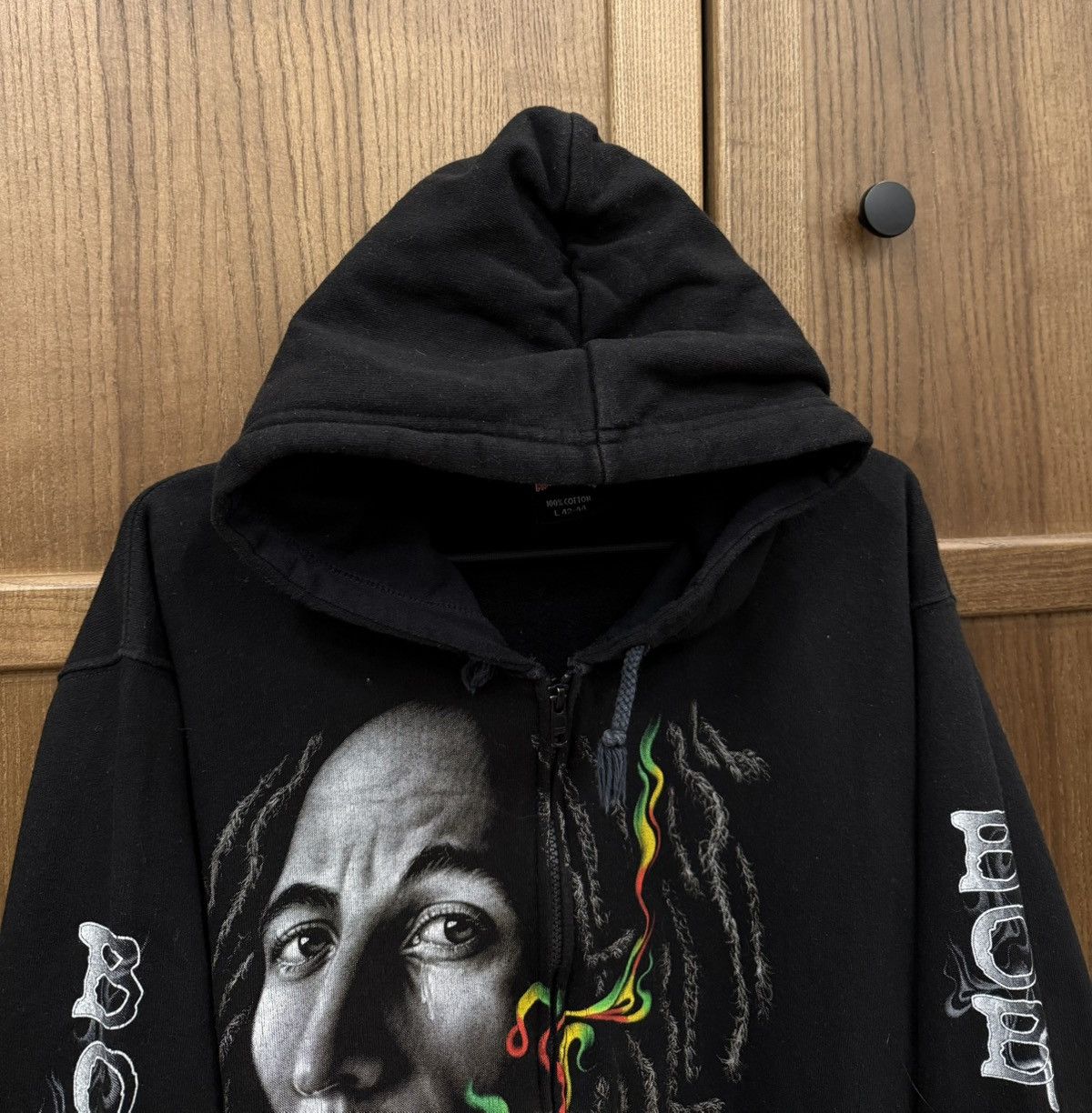 Bob Marley Vintage Bob Marley Black Zip Up Hoodie Full Print Size L Size US L / EU 52-54 / 3 - 4 Thumbnail
