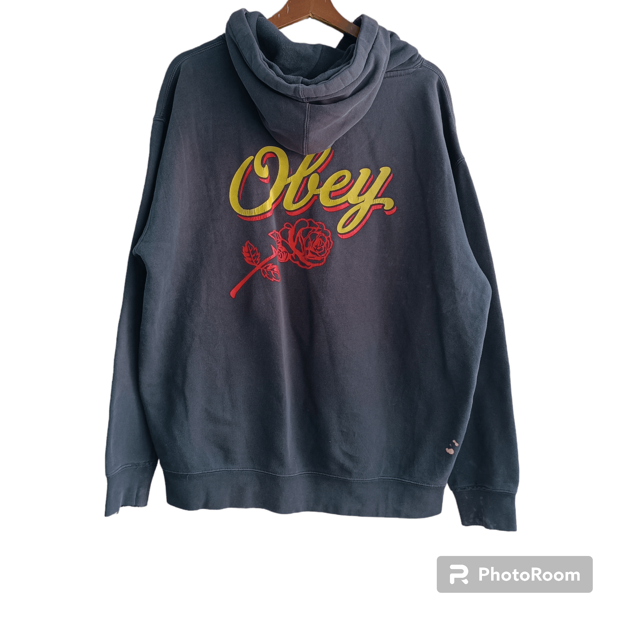 Obey Streetwear Vintage VINTAGE OBEY BIG LOGO ROSES STREETWEAR HOODIE Grailed