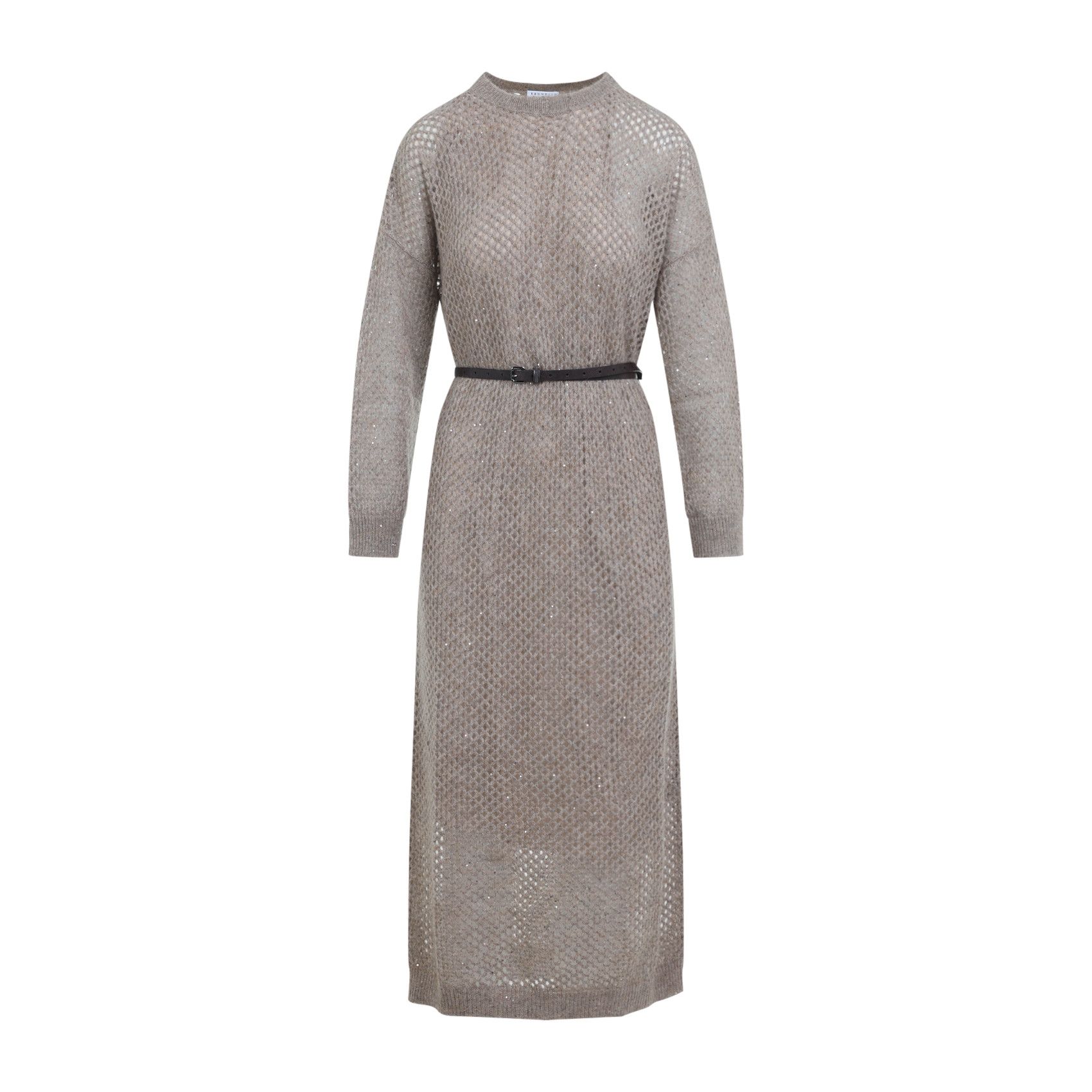 ブルネロクチネリ Brunello Cucinelli Knit Long Dress Brunello Cucinelli Paillette Net Knit Long-Sleeve Maxi Dress