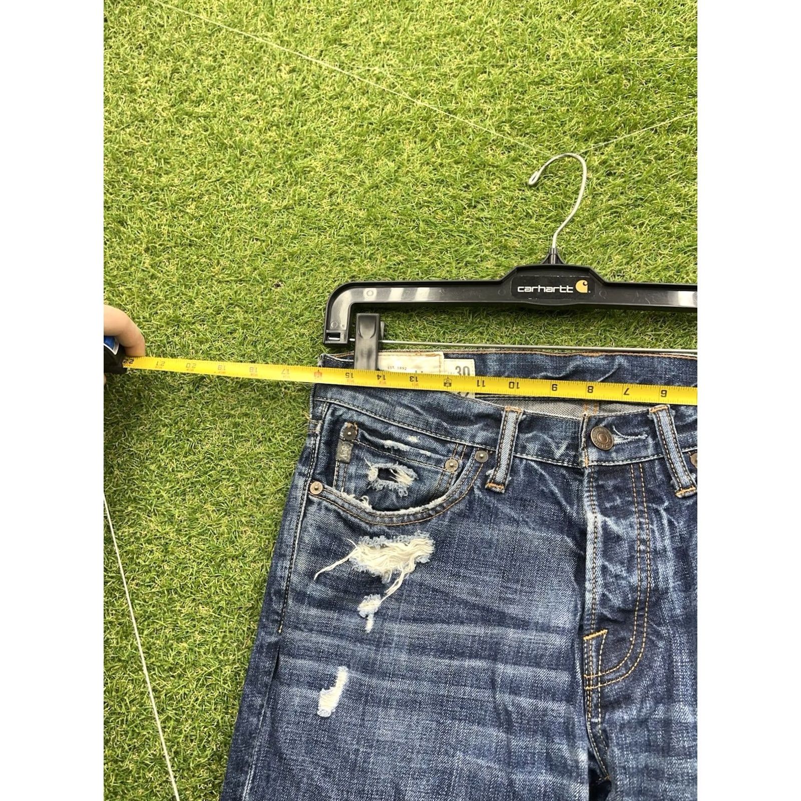 Abercrombie & Fitch Abercrombie & Fitch Jeans Mens 30x32 Skinny Distressed Low Rise Denim Blue 5-Pocket Logo Style Men Jeans Size US 30 / EU 46 - 3 Thumbnail