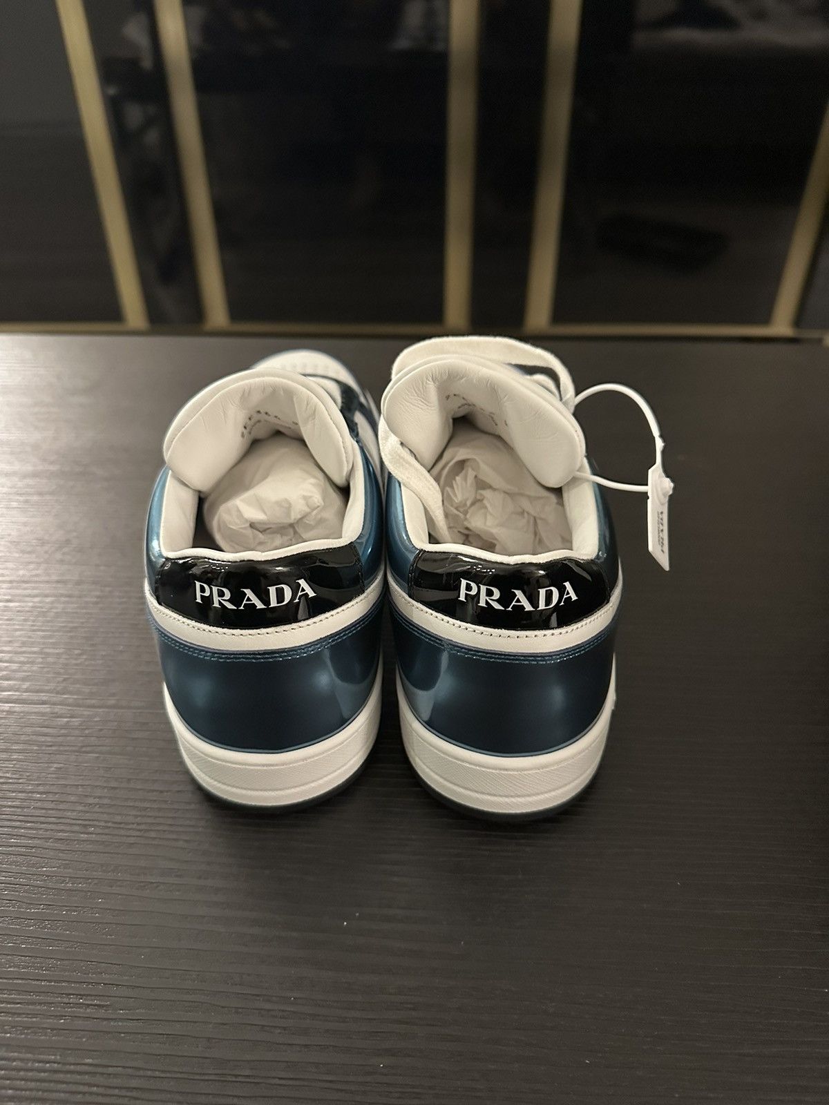 Prada Prada Downtown Leather Sneakers Rare Metallic Blue! Size 9 Size US 9 / EU 42 - 2 Thumbnail