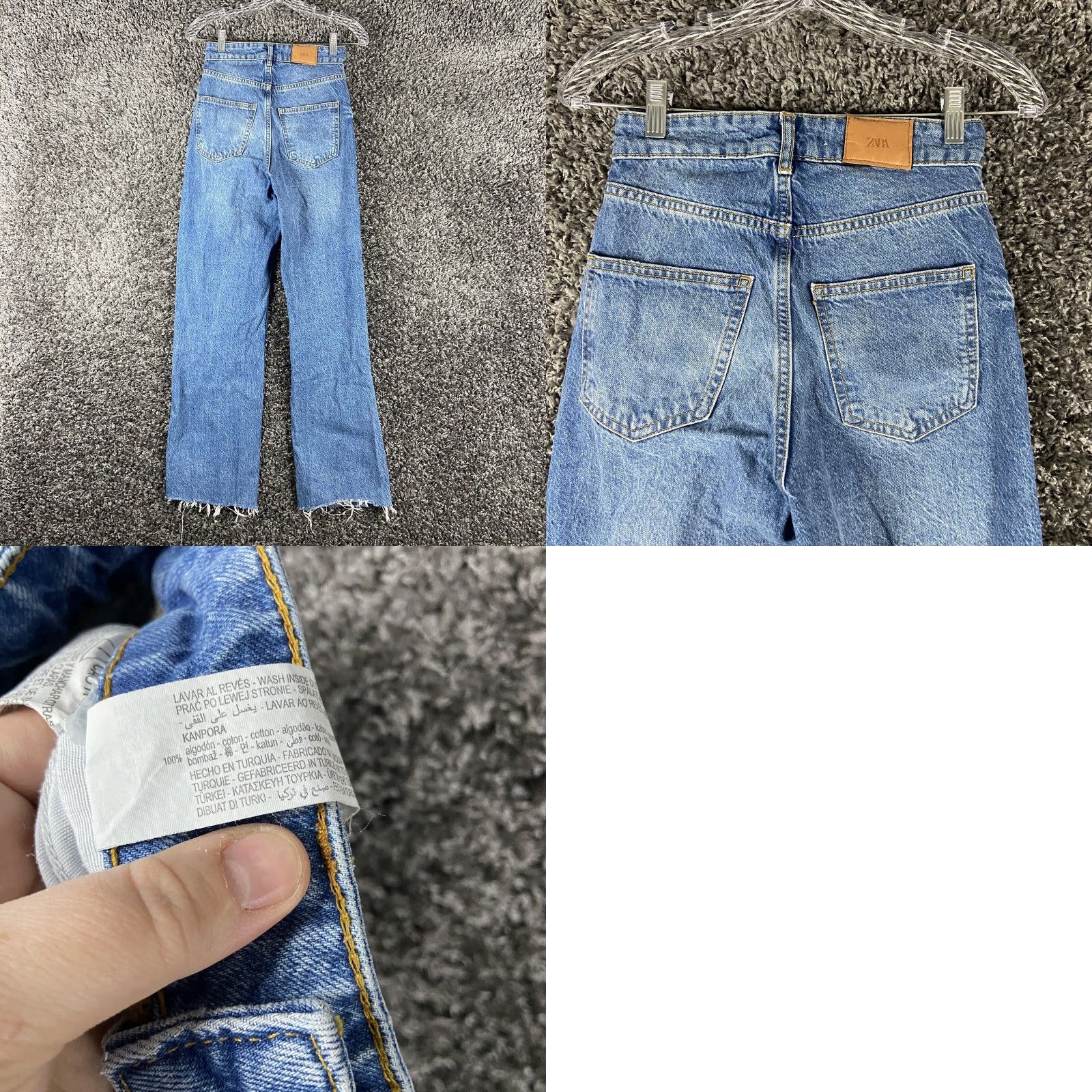 Zara VINTAGE Zara Blue Jeans Women's Size 2 Distressed Hem Straight Fit Size 26" / US 2 / IT 38 - 8 Thumbnail