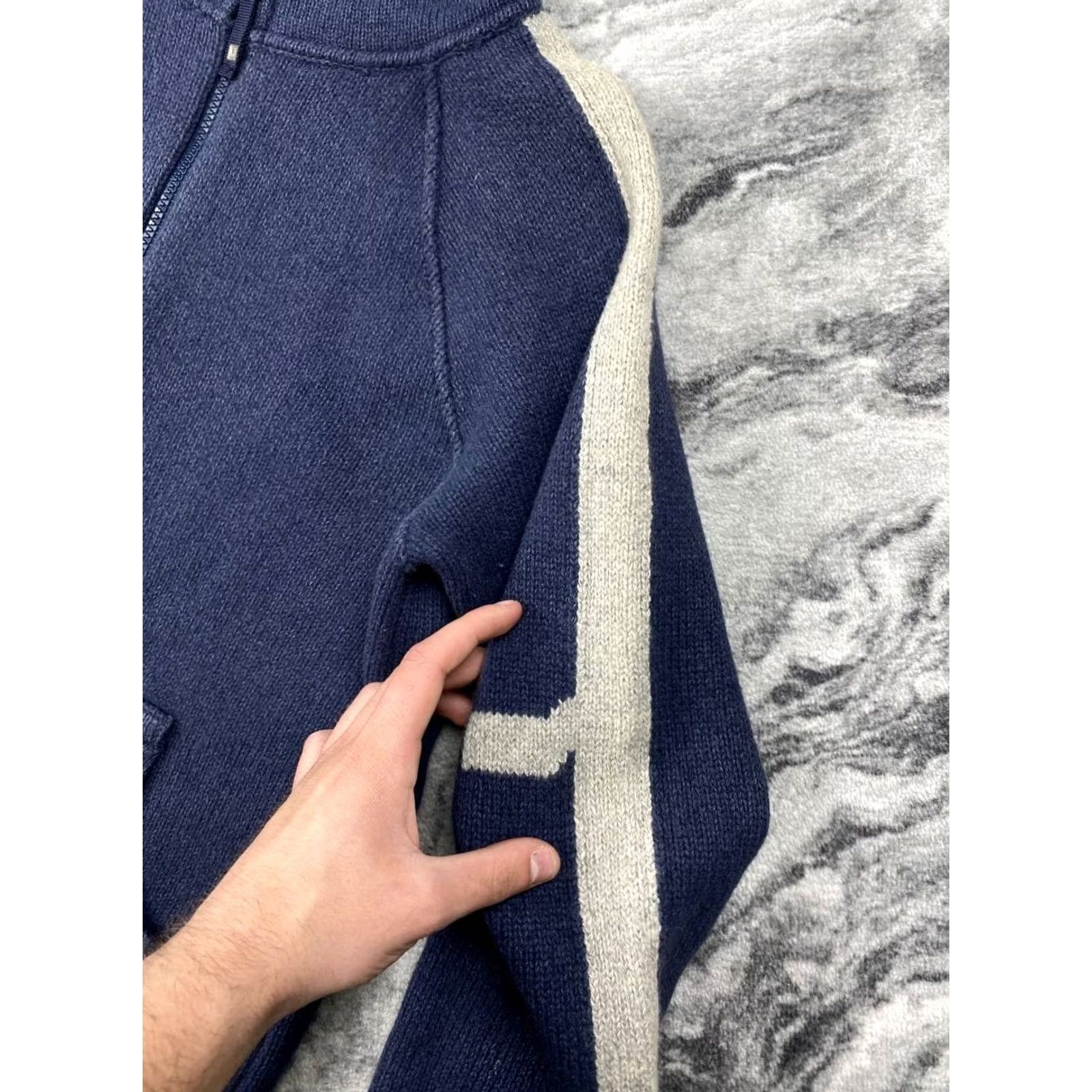 Vintage VINTAGE Armani Jeans Knit Wool Full Zip Hoodie 00s Men Size L Blue Size US L / EU 52-54 / 3 - 5 Thumbnail