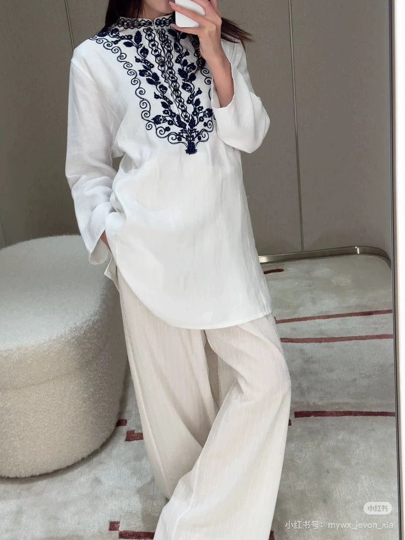 Loro Piana LORO PIANA Embroidered linen dress Size S / US 4 / IT 40 - 9 Thumbnail