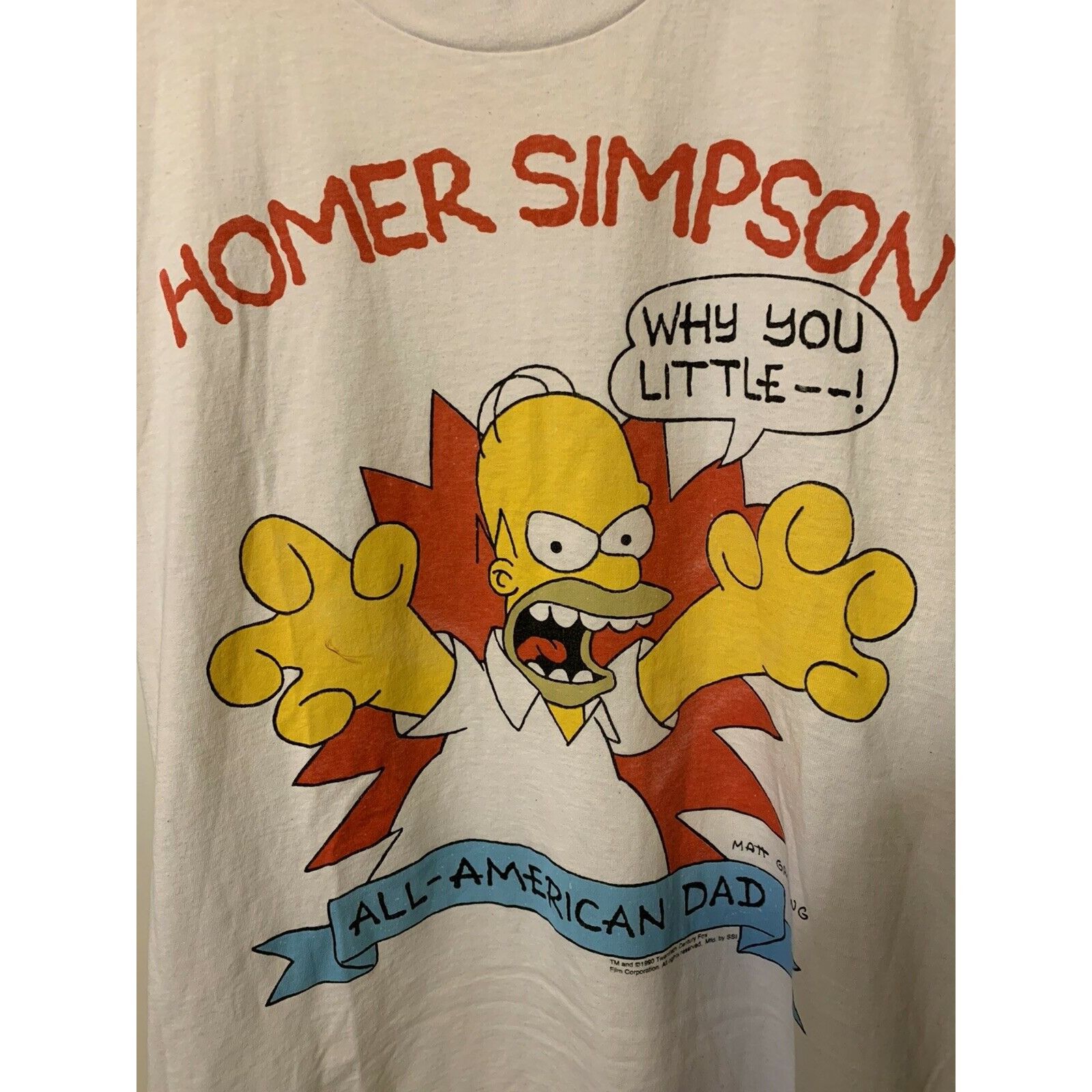 VTG 90s Homer Simpson T Shirt Why You Little __! All Americ