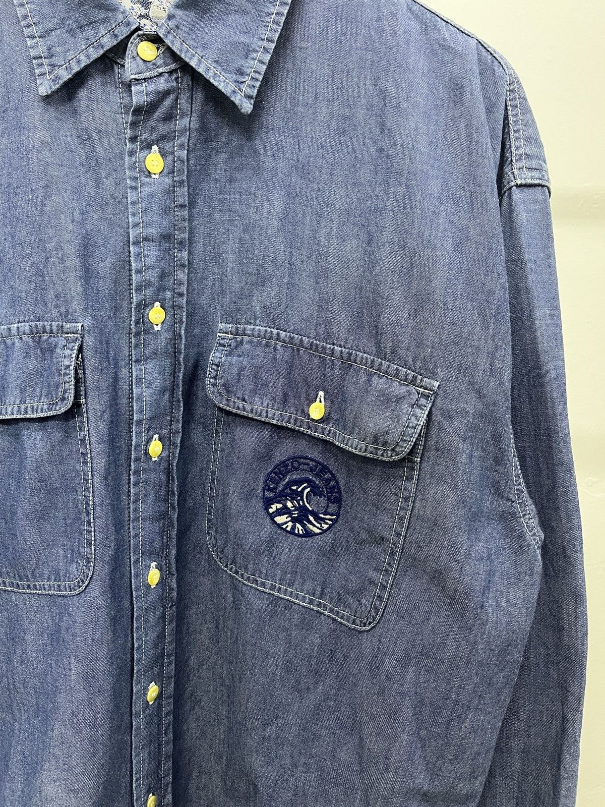 Kenzo Vintage Kenzo Embroidery Wave Indigo Denim Chambray Shirt Size US L / EU 52-54 / 3 - 4 Thumbnail