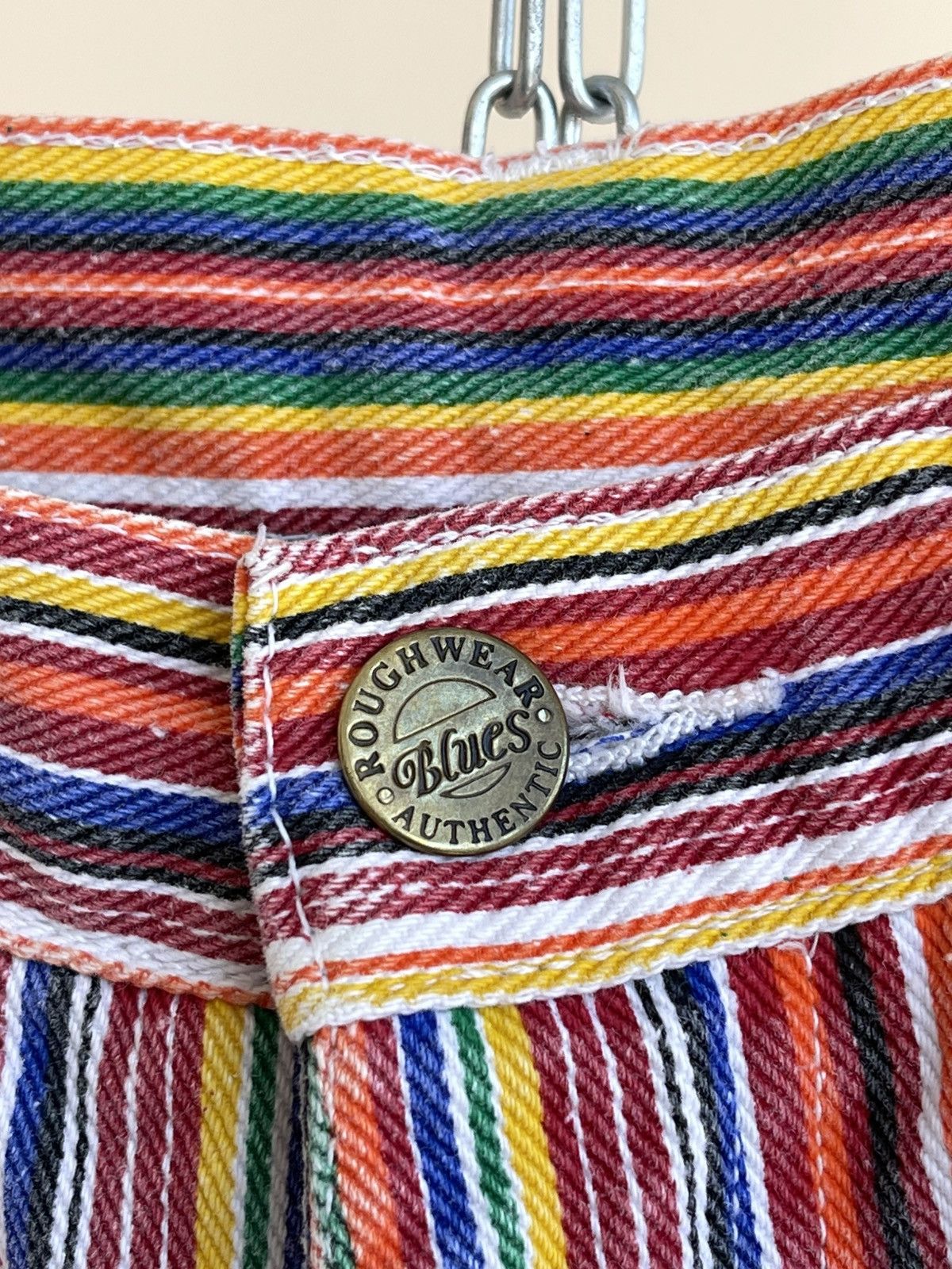 Vintage Rough Wear Blues High Rise Striped Denim Shorts 90s Y2K Size 27" / US 4 / IT 40 - 8 Thumbnail