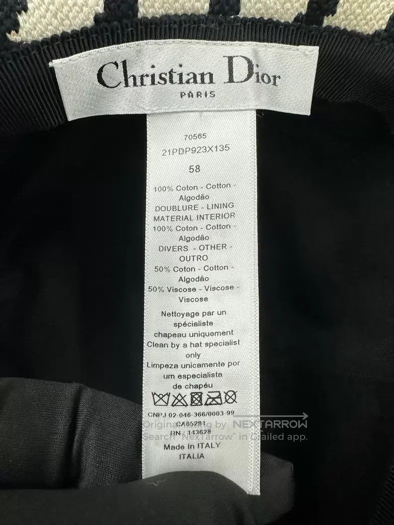 Dior Dior Size 58 Black and white color-blocked bird check embro Size ONE SIZE - 5 Thumbnail