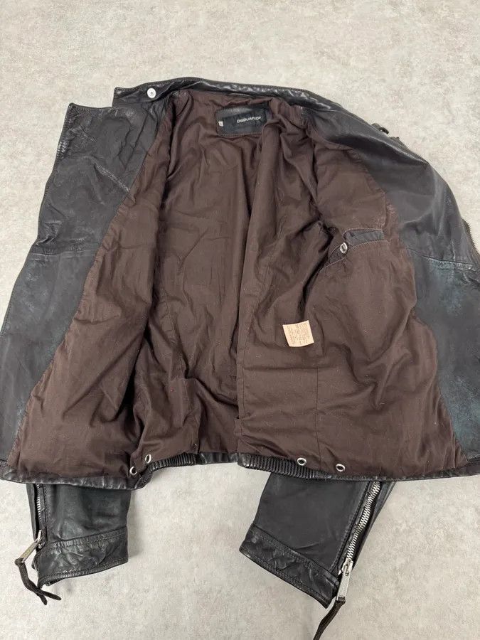 Dsquared2 SS2010 Dsquared2 Biker Asymmetrical Black Gren Leather Jacket Size US M / EU 48-50 / 2 - 9 Thumbnail