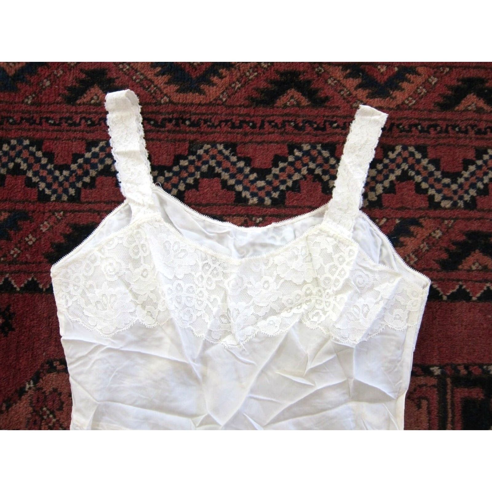 Vintage VINTAGE Lady Lynne Ivory Lace Spaghetti Strap Long Slip Nightgown Dress Medium Size M / US 6-8 / IT 42-44 - 4 Thumbnail
