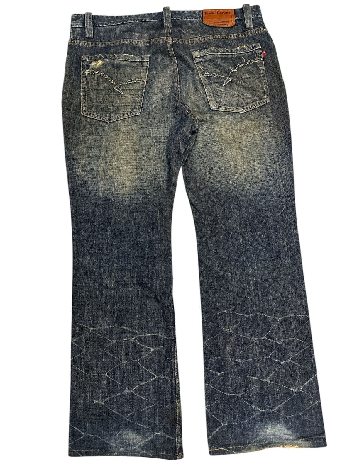 Japanese Brand Flare💥Distress Denim Mudwash Flash Report . Size US 36 / EU 52 - 2 Thumbnail