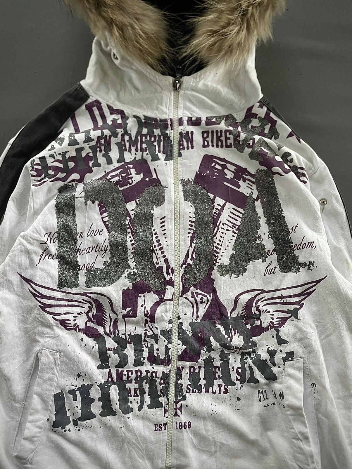 20471120 Japanese Poem Faux Fur Tornado Mart Grunge Ifisix Lgb Style Size US M / EU 48-50 / 2 - 6 Thumbnail