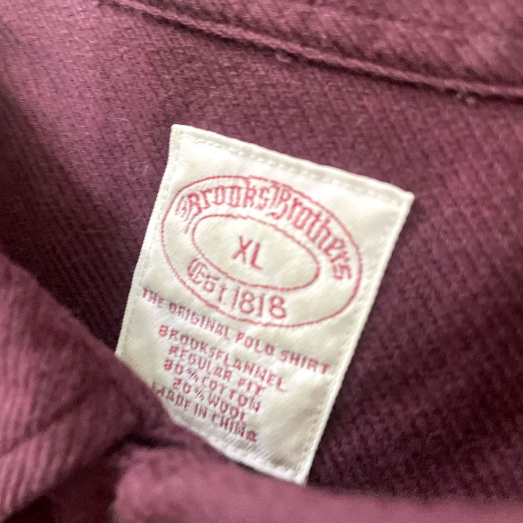Brooks Brothers VINTAGE Brooks Brothers 1818 Wool Button Shirt Men XL Long Sleeve Militaria Red Maroon Wool Button-Up Shirt Mens XL Long Sleeve Red Militaria Size US XL / EU 56 / 4 - 6 Thumbnail