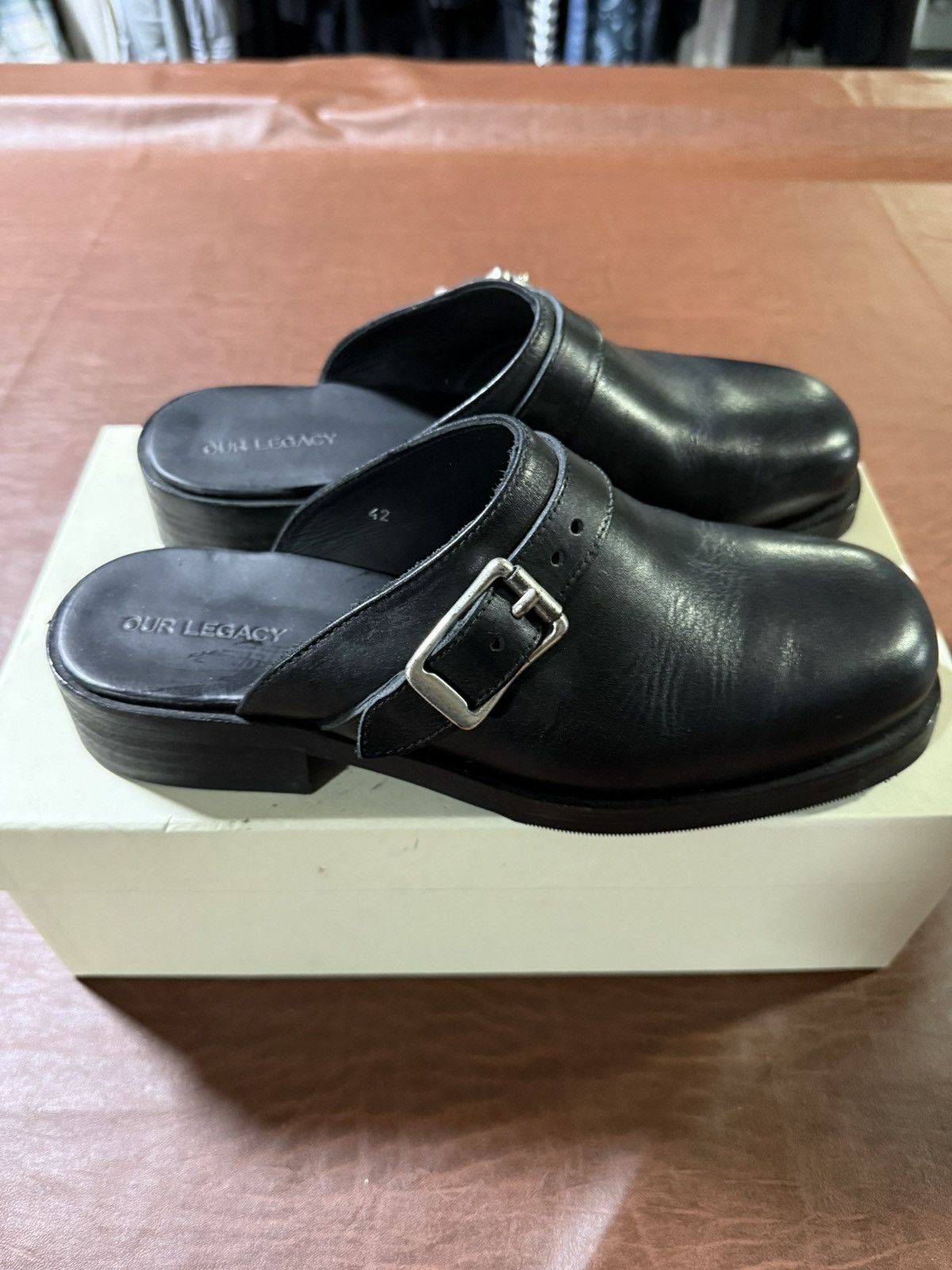 靴 OUR LEACY CAMION MULE Black Leather 41 Our Legacy - Camion Mule Black Leather | Our Legacy