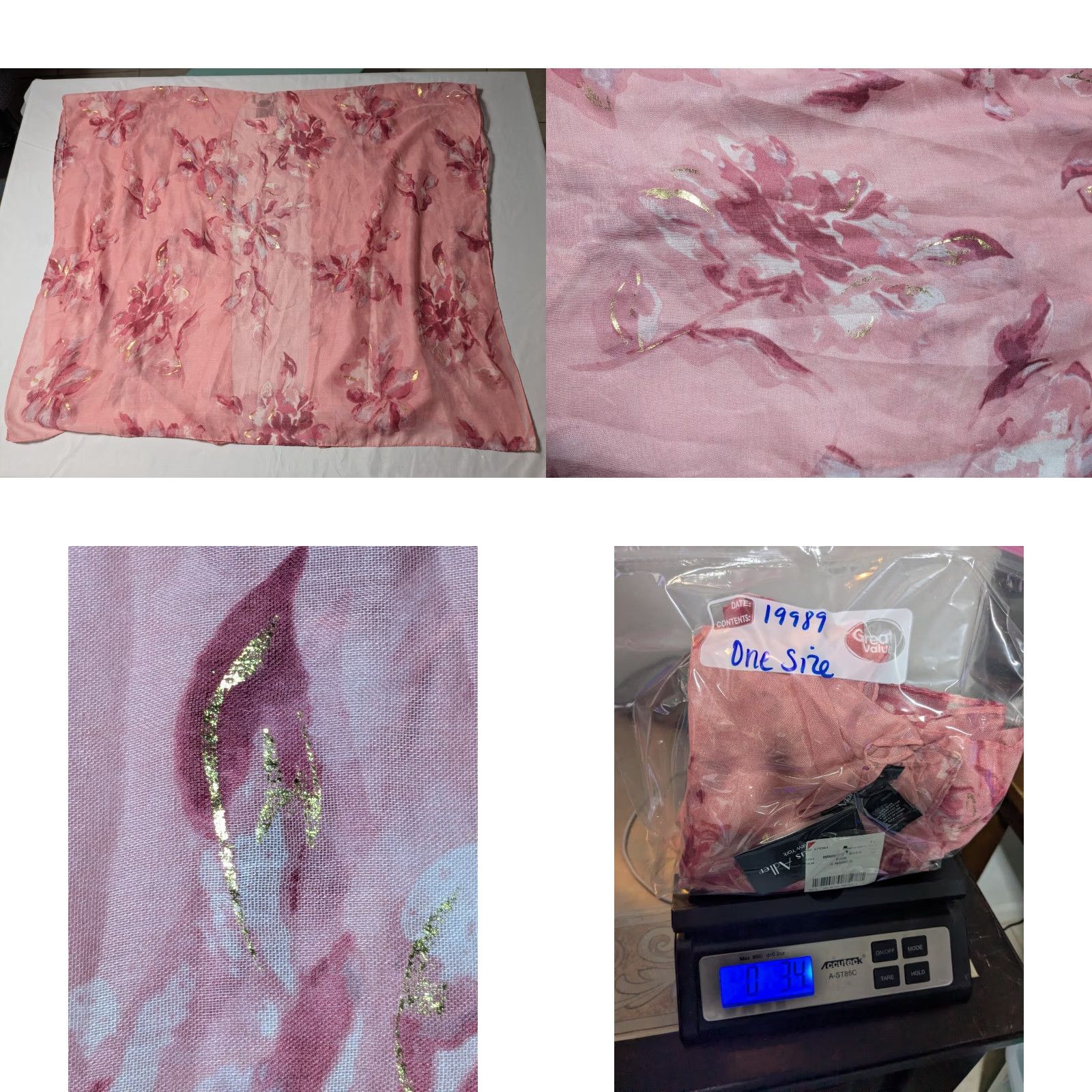 Vintage MARCUS ADLER Women One Size Pink Gold Floral Ruana Topper Cardigan Kimono NEW Size ONE SIZE - 9 Thumbnail