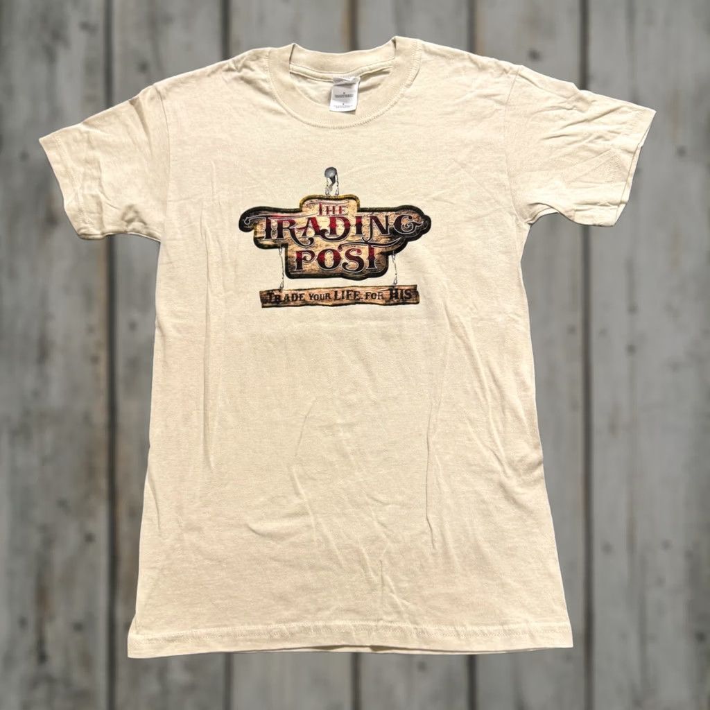 Vintage VINTAGE Gildan Heavy Cotton Jesus T-shirt S Men Beige Cream Y2K 90s Trading Post Shirt Mens Size US S / EU 44-46 / 1 - 1 Thumbnail