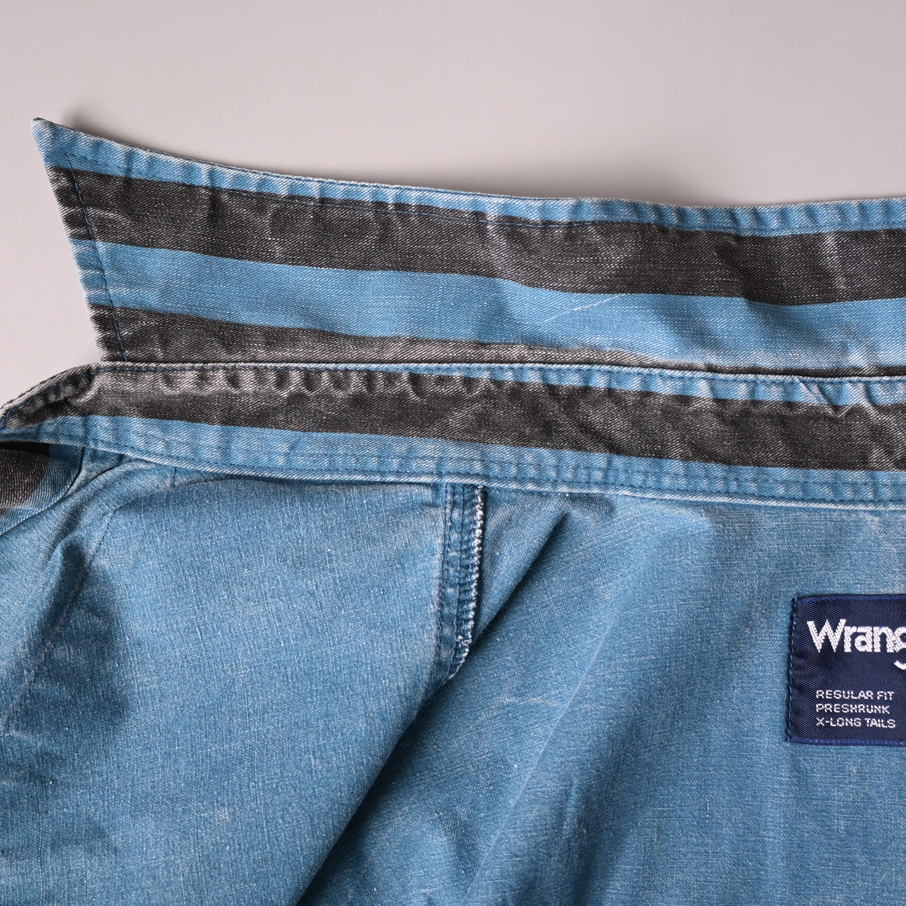 Vintage VTG Wrangler Brushpopper shirt BL x BK block stripe 17.5-35 Size US XL / EU 56 / 4 - 16 Thumbnail