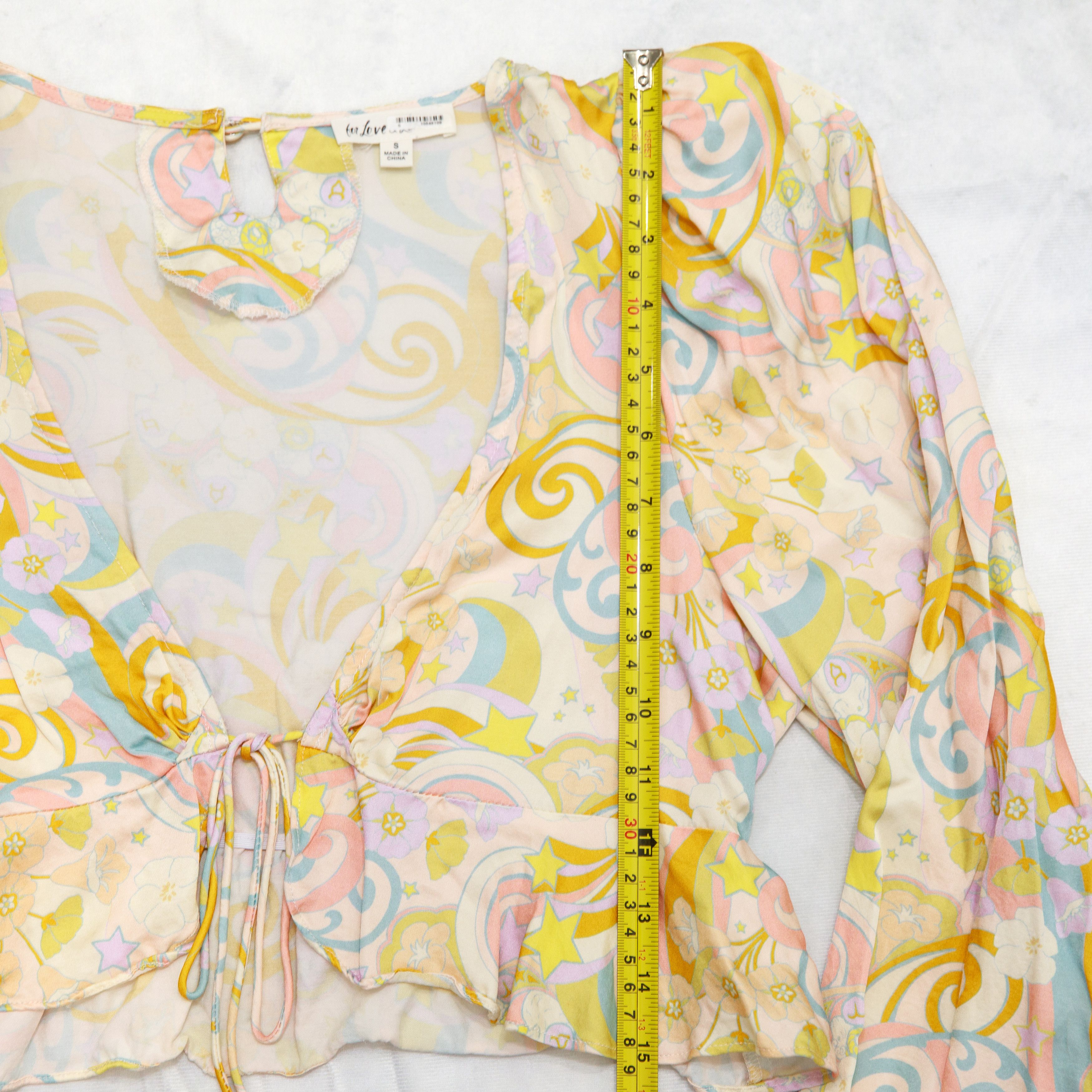 For Love & Lemons For Love & Lemons Marcia Crop Top Yellow Stars Astrology Size S / US 4 / IT 40 - 6 Thumbnail
