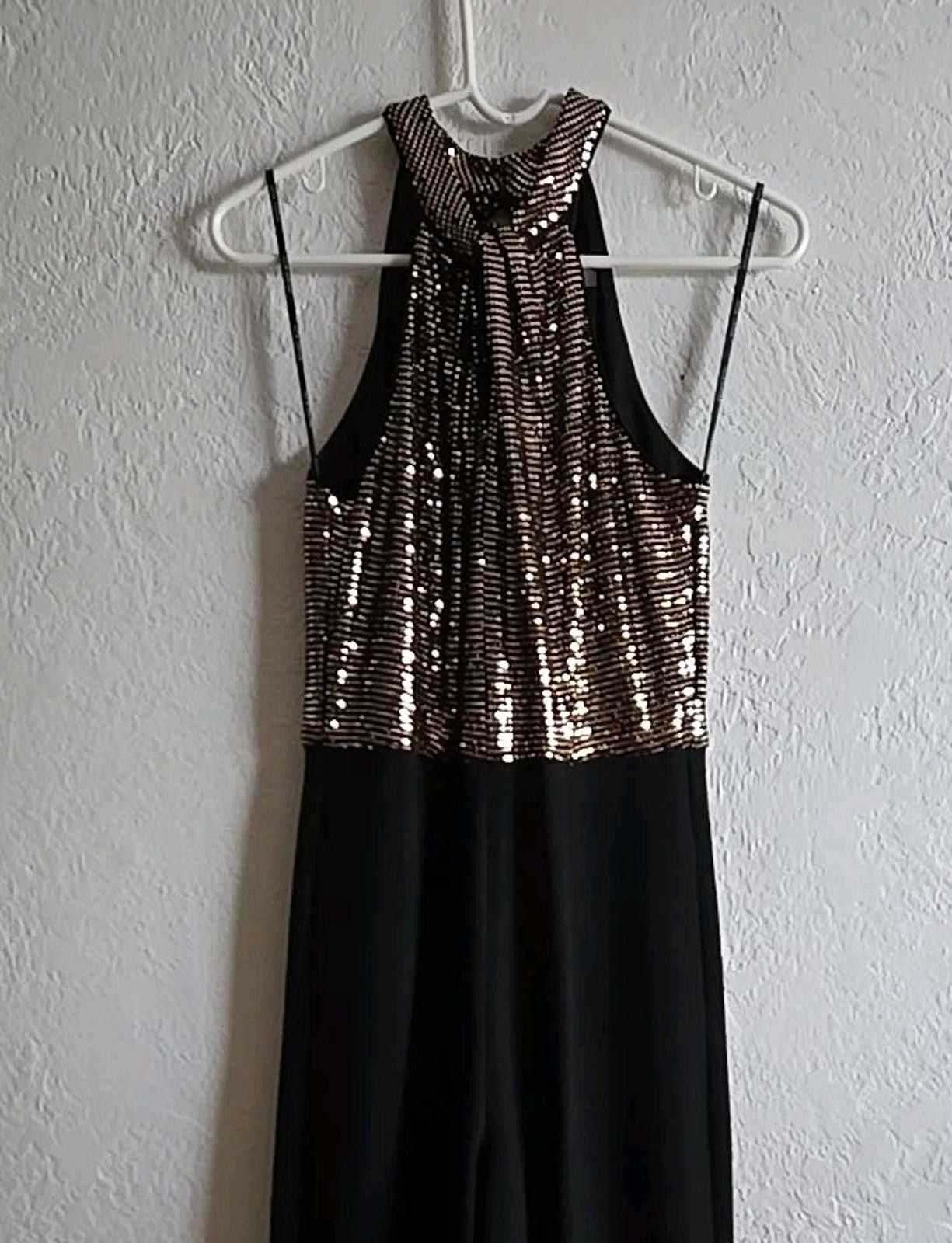 Other JULIA JORDAN Womens Evening Jumpsuit Size 4 Gold Black NEW Size 27" / US 4 / IT 40 - 3 Thumbnail